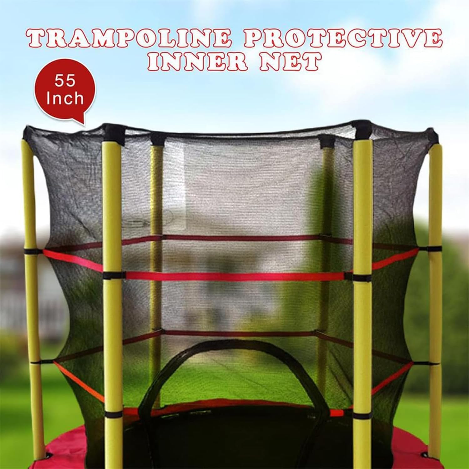 Trampoline Safety Net Replacement, for Trampolines Diameter 140 cm / 55 inch, UV Resistant Tear Resistant Trampoline Enclosure Surround Netting, Round Trampoline Accessories, Net Only