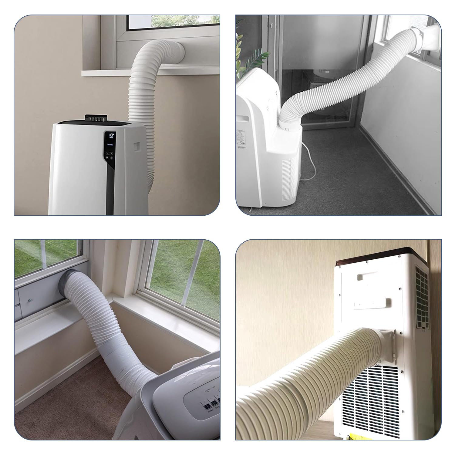 Tissting Tubo di prolunga per aria condizionata, 2 m, tubo di scarico, 150 mm, tubo corrugato in acciaio PP, bianco, 3 mm di spessore, accessori di riparazione per aria condizionata, cappa aspirante