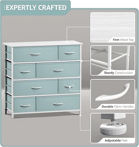 Miniatura 4 de Sorbus Cómoda con 8 cajones  Cómoda de almacenamiento de muebles para niños, adolescentes, dormitorio, guardería, sala de juegos, ropa, juguetes,