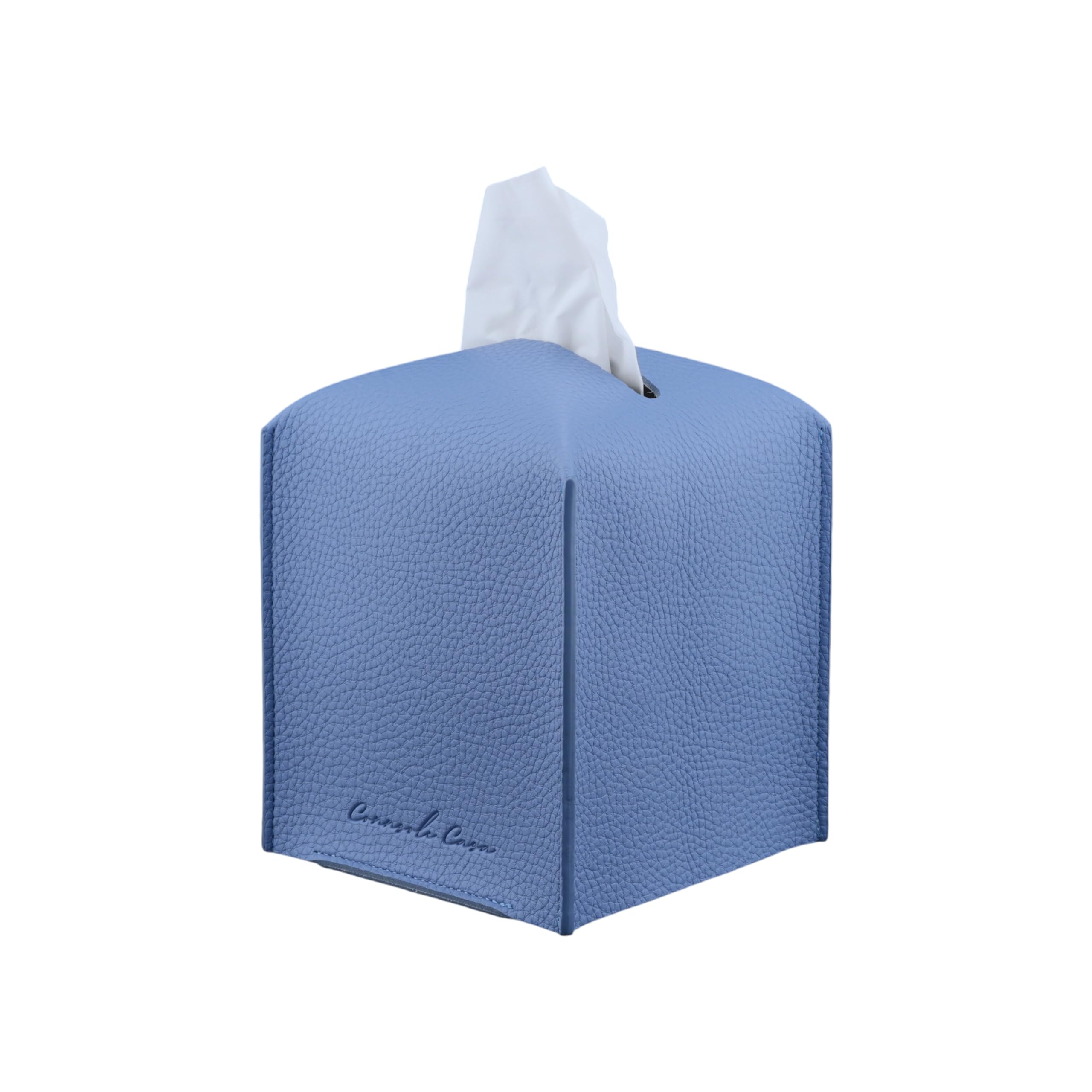 Premium PU Leather Tissue Box Holder - Elegant Hotel-Style Tissue Box Cover for Home, Office & Car Décor, Tissues Cube Organizer for a Natural & Classic Look (Sky Blue)