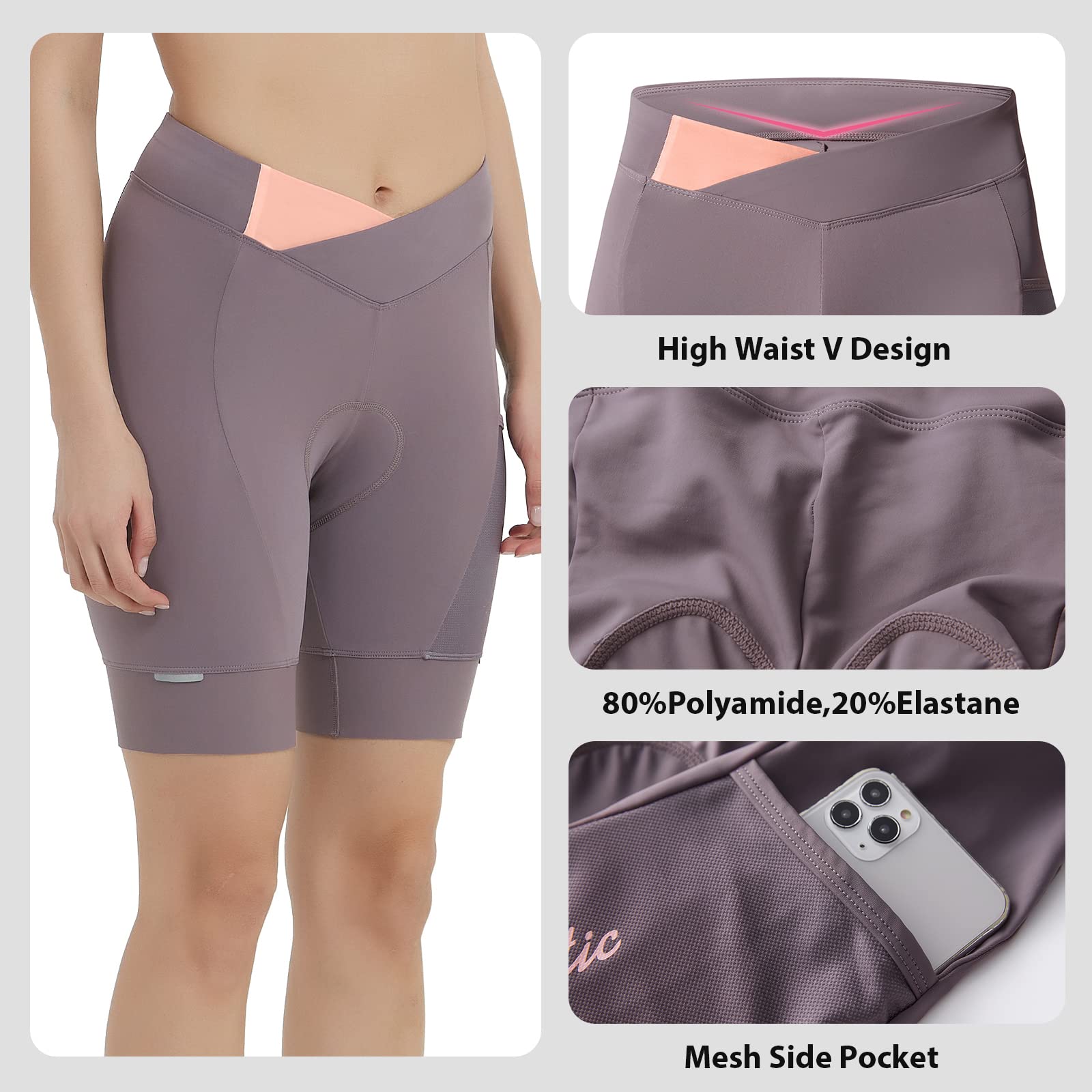 Santic Pantalones Cortos de Ciclismo Pantalones Cortos de Ciclismo Acolchados para Mujer