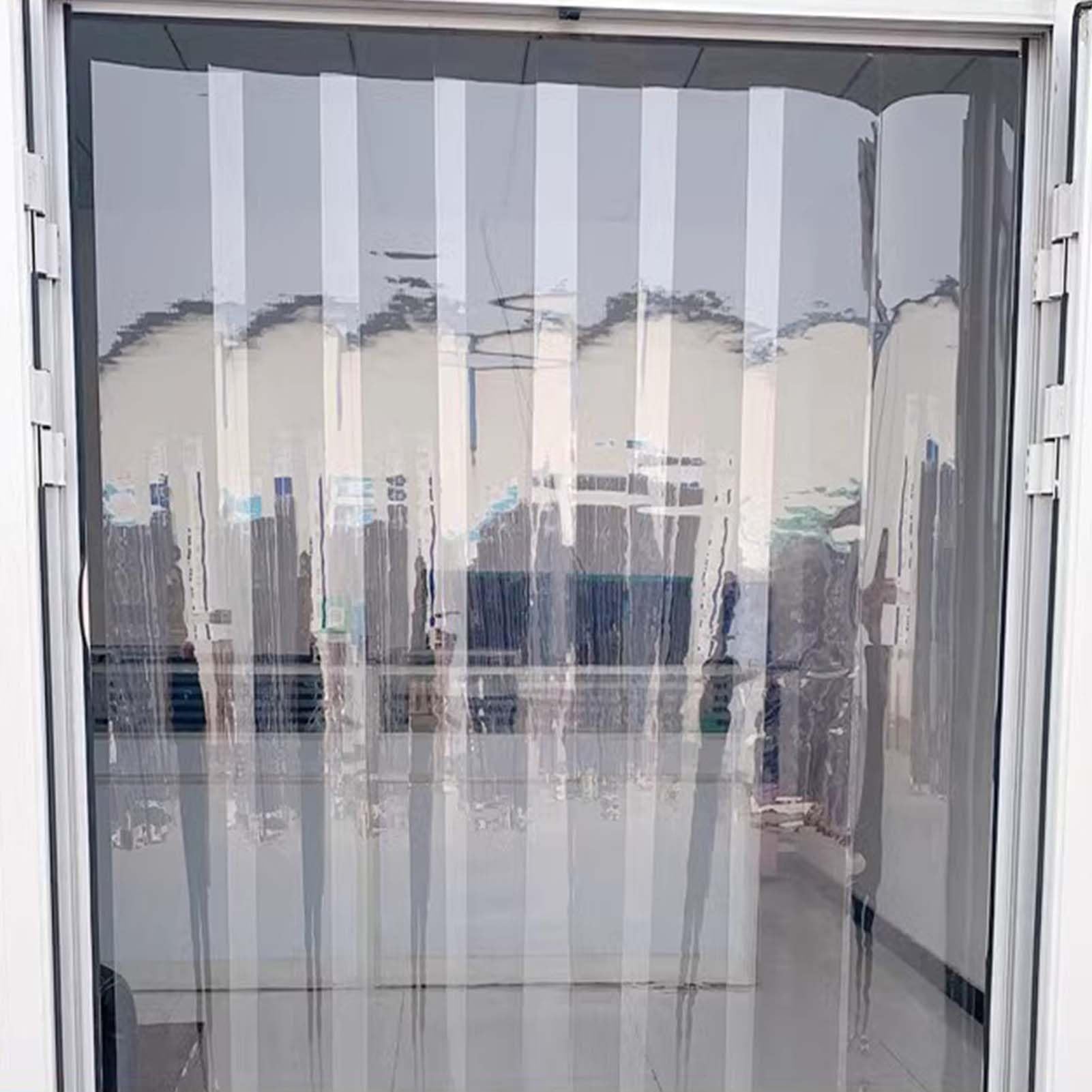 Tiras de cortina de plástico PVC transparente impermeable para congeladores, balcones, ventanas, fábricas y almacenes, puerta de obturación duradera de 120 x 250 cm para uso en interiores y exteriores