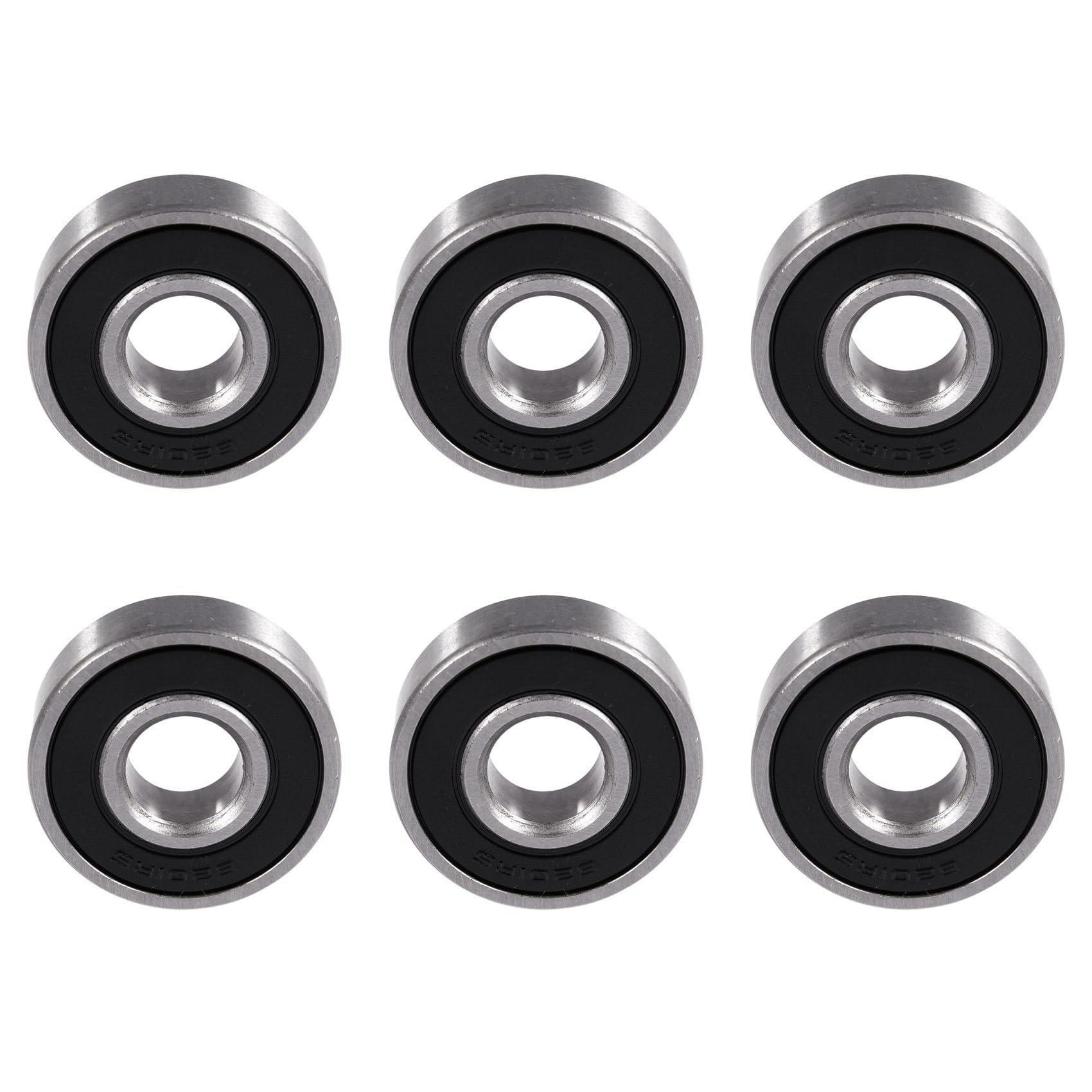 Ctrlzs Silver/Black 6X 6201Rs Shielded Deep Groove Ball Bearing 32Mm X 12Mm X 10Mm
