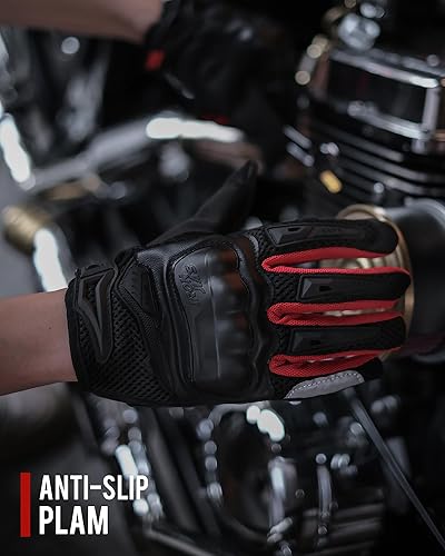 Miniatura 6 de IRON JIA'S - Guantes de motocicleta para hombres y mujeres, guantes de carreras de motos y deportes de motor con nudillos duros y pantalla táctil
