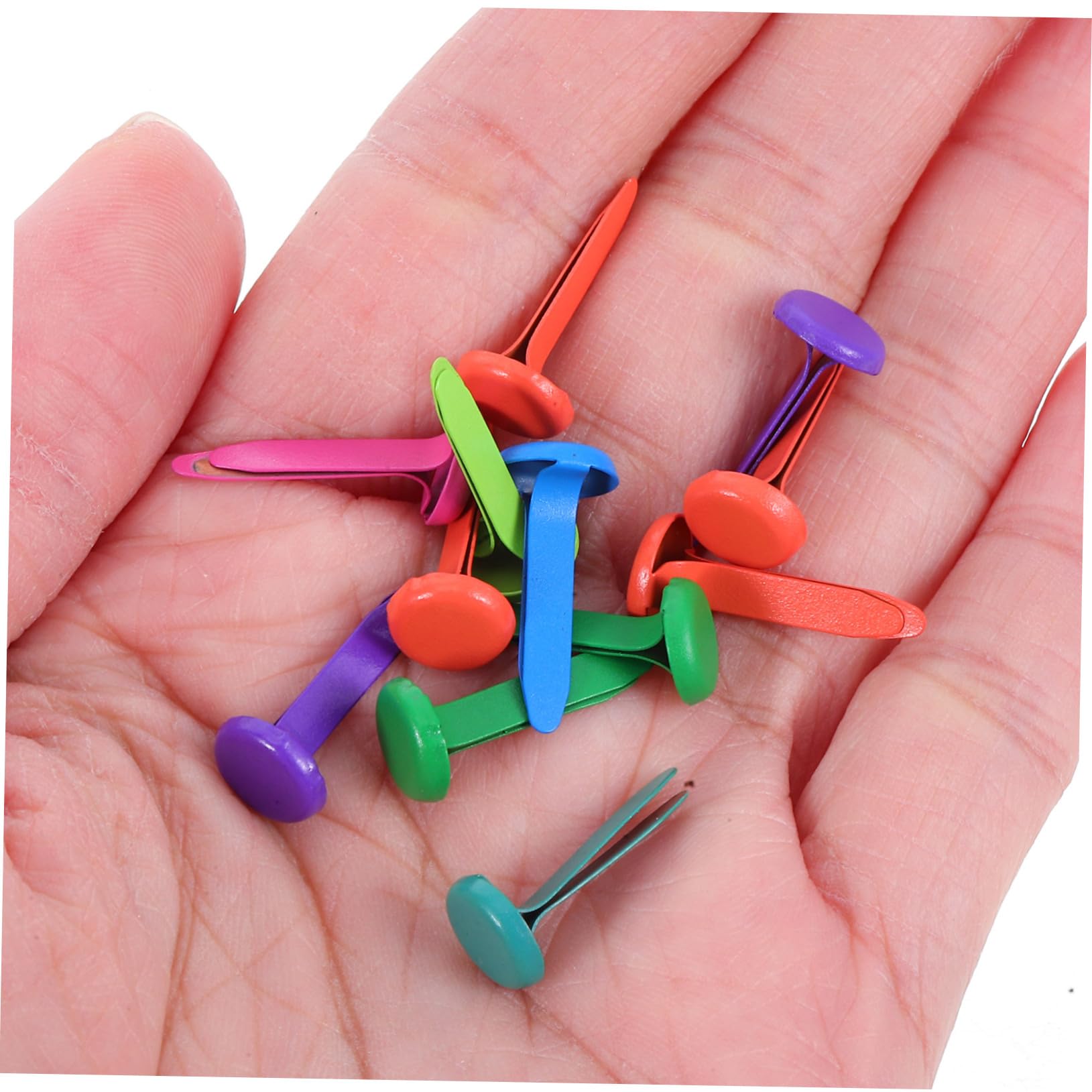 SOESFOUFU 350pcs Mini Split for Paper Crafts Double Prong Fasteners Iron Brad Decorative Nails for Craft Making