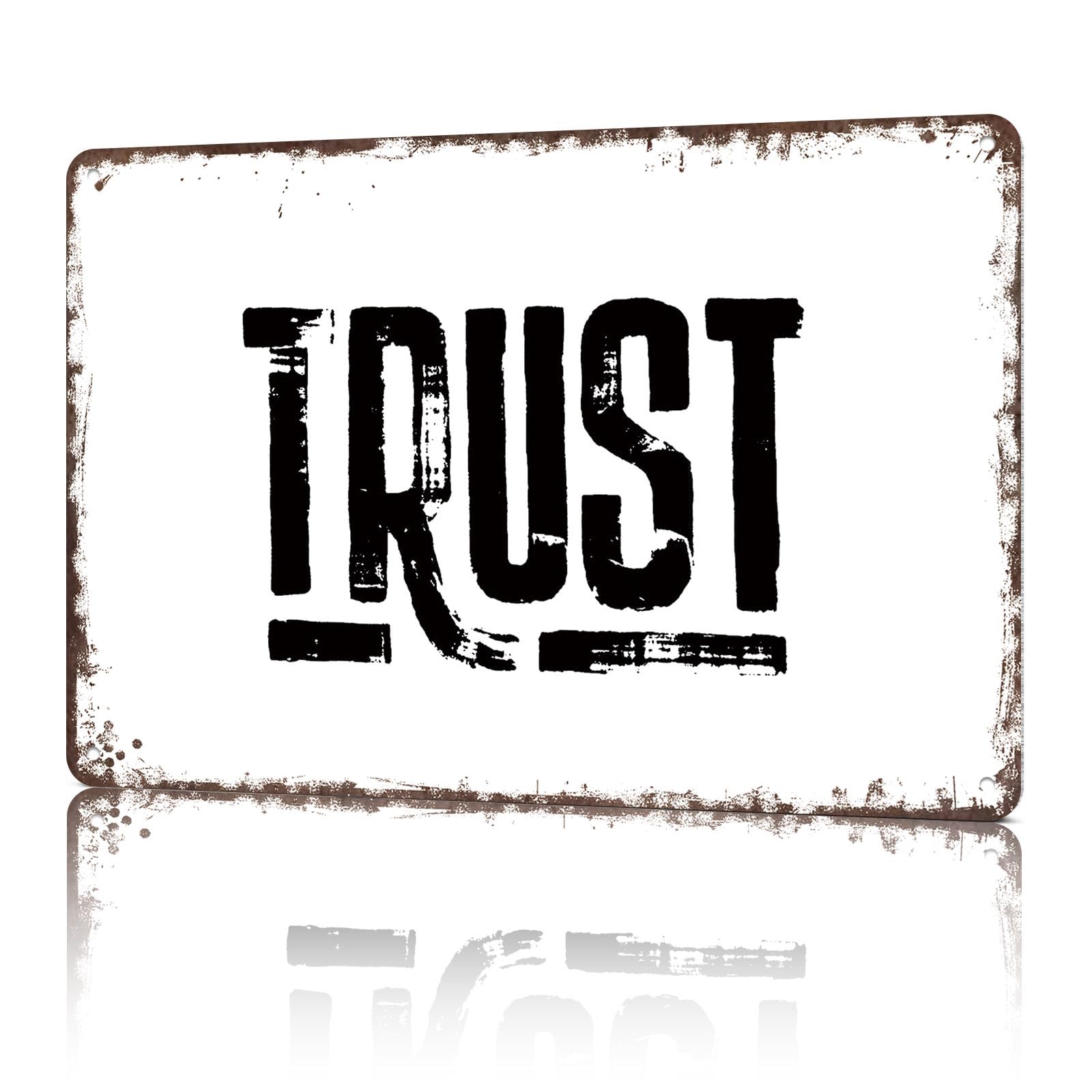 KWQDOZF Vintage Metal Signs Black And White Trust Typography Funny Tin Sign Poster Wall Art For Home Room Bedroom Office Decor 8x12inch