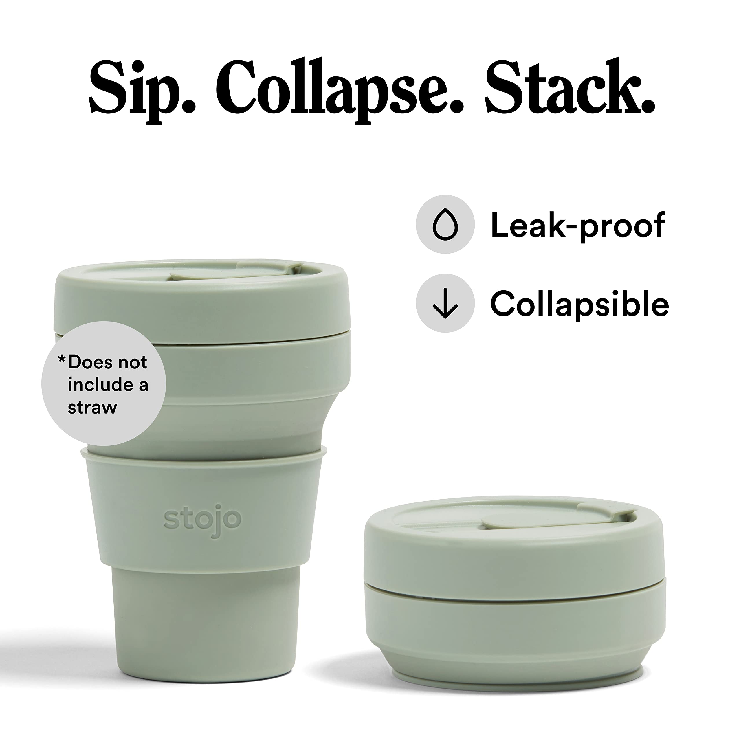 STOJO Pocket Cup Sage - Tazza pieghevole per adulti, unisex, multicolore (multicolore, confezione da 1)