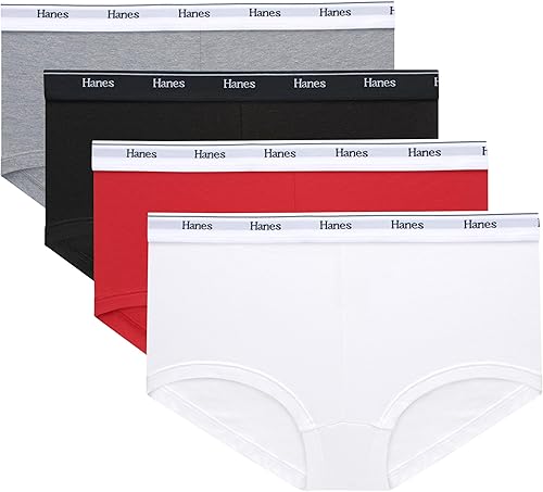 Hanes Originals - Ropa interior de algodón elástico transpirable para mujer, paquete de 4