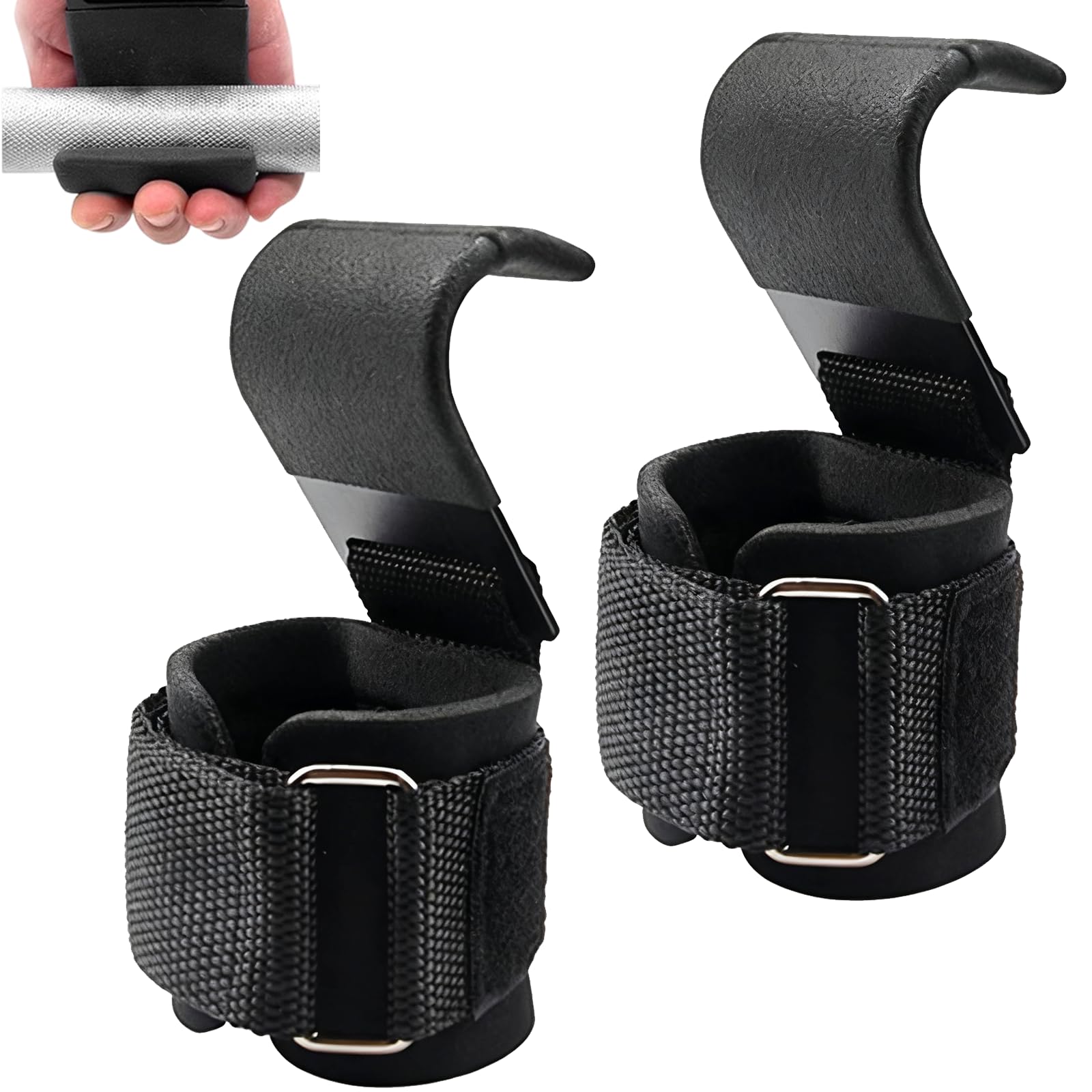Weight Lifting Hooks,Bear Grips Wrist Wraps,Gym Straps Wrist Supports Non-Slip For Deadlifts, Pull Ups & Shrugs,Ultra Large Capacity Wristband with Thick Padding,8mm Neoprene Padded for Men and Women