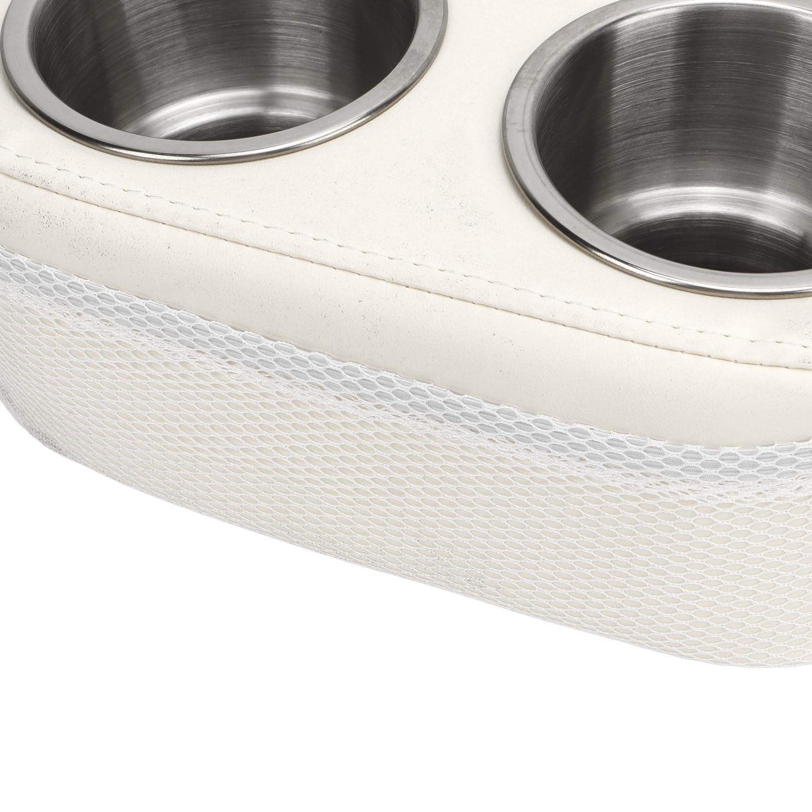 Keenso Double Porte-gobelet en Acier Inoxydable, Solide et Durable, Porte-Bouteille de Boisson Portable pour Ponton, Camping-Car, Yacht, Bateau, Voiture (White)