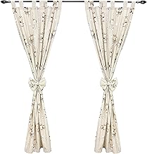 TupTam Curtains for Children's Room with Loops 2 Pieces, Giraffe/Beige, Approx. 155 x 95 cm