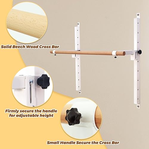 Miniatura 4 de Barra de ballet de altura ajustable, barra de ballet para montar en la pared para niños y adultos, equipo de ballet resistente para estiramiento de