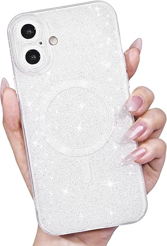 Miniatura 74 de Funda para iPhone 15 Pro con purpurina compatible con Magsafe, funda magnética Mag Safe para teléfono femenina, linda, brillante y bonita para Rosa