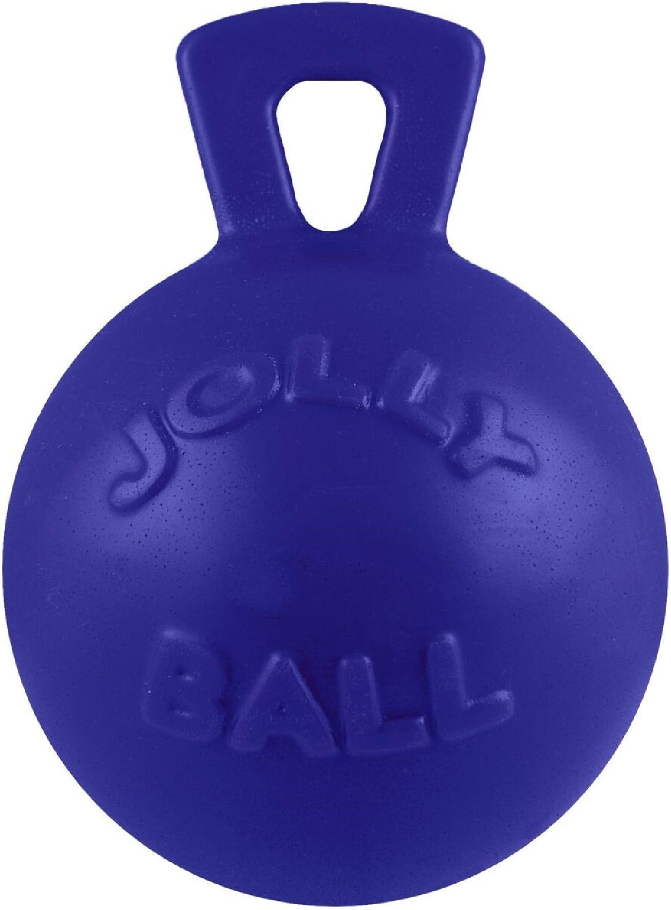 Jolly Pets Tug-n-Toss Heavy Duty Dog Toy Ball with Handle, 6 Inches/Medium, Blue