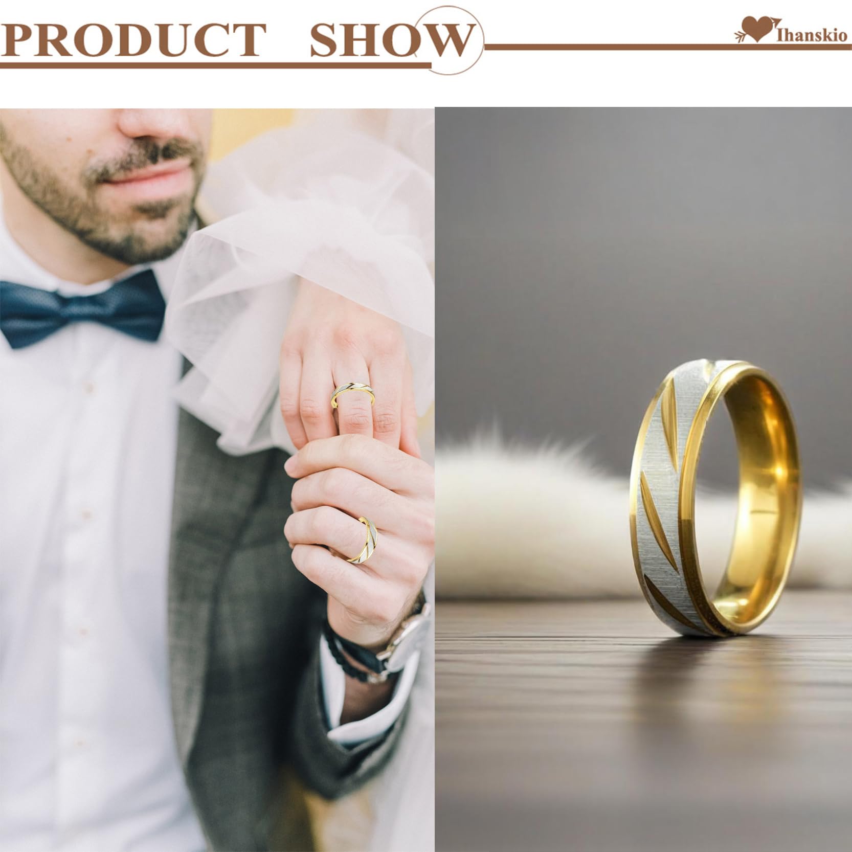 Anillo personalizado para pareja anillos de patrón de rayas de doble Color en el interior puede grabar de Compromiso de boda de promesa