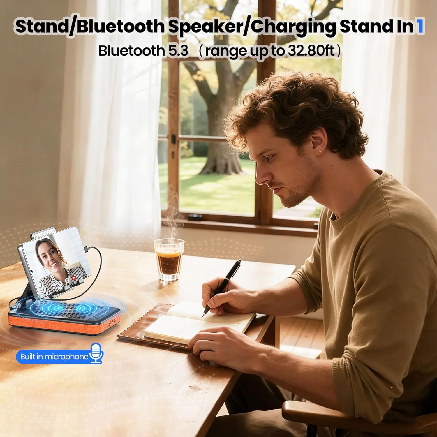 Gifts for Men and Women, 5000mAh Charging Phone Stand with Bluetooth Speaker Valentines Day Gifts for Him Foldable Phone Holder Birthday Gift for Husband,Wife,Dad,Mom,Teens - Image 2