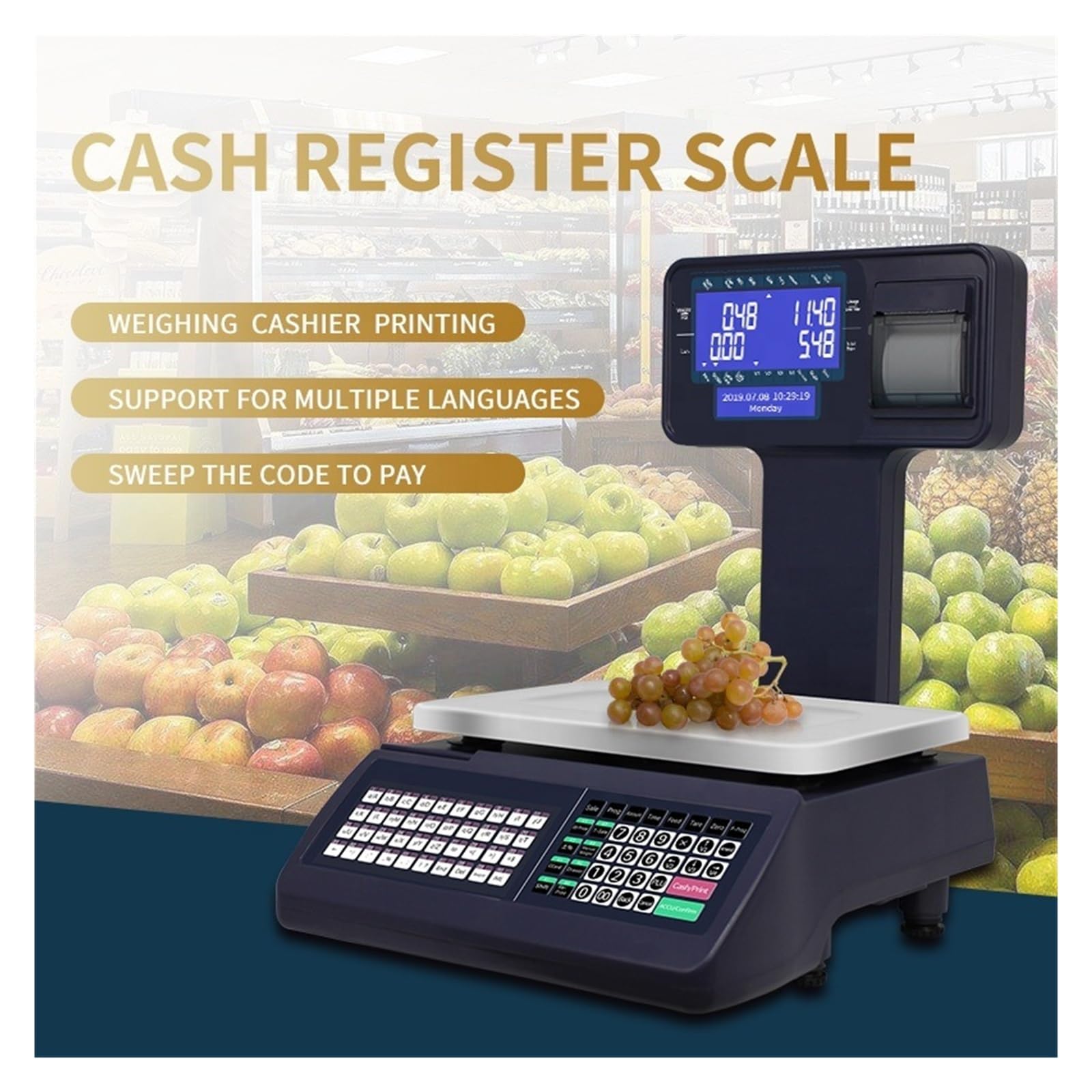Registratori di cassa, Bilancia digitale for sistemi POS for supermercati, capacità 15 kg, display LCD, registratore di cassa