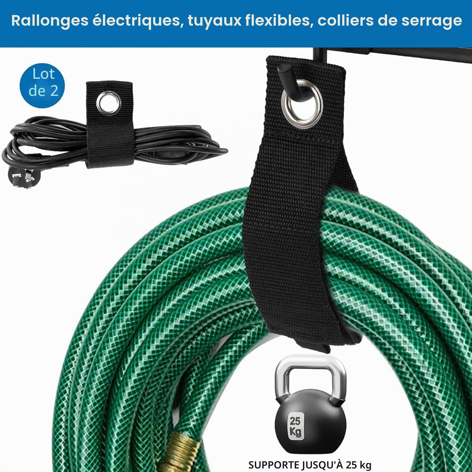 Support Mural pour Outils de Jardin 122 cm, Support Métal Lourd pour Garage, 3 Panneaux Réglables + 10 Crochets en Acier pour Pelles, Chaises, Échelles et Outils de Jardin,Noir