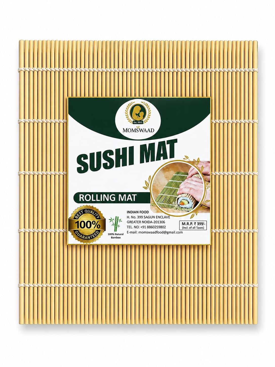 Sushi Mat, Bamboo Rolling Mat for Sushi Making, Natural Bamboo(100% Authentic Sushi Rolling Mat - 9 Inch x 9 Inch)-image-8