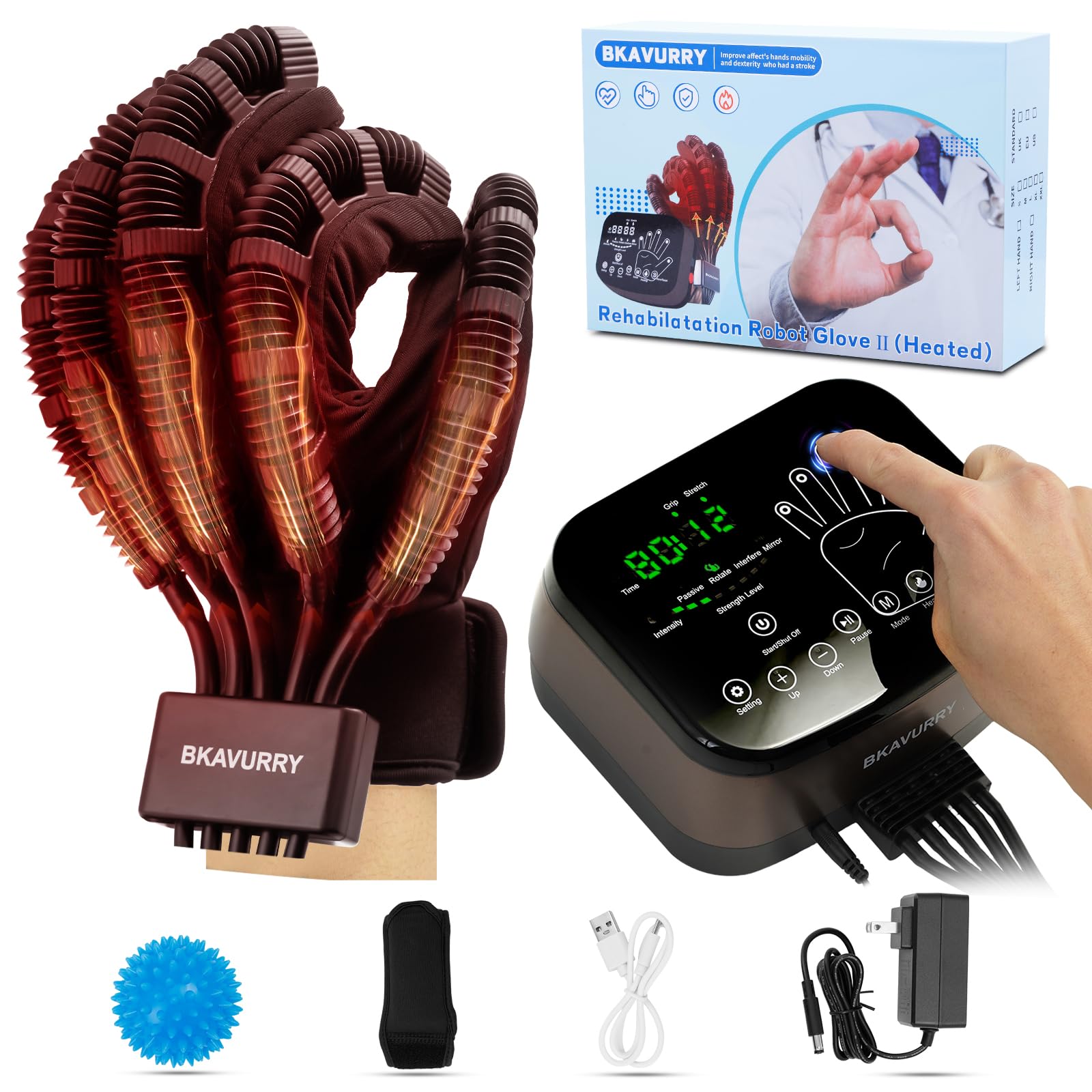KWYBOW Rehabilitation Robotic Gloves Heated,Memory Function Rehab Physical Recovery Equipment for Stroke Cerebral Palsy