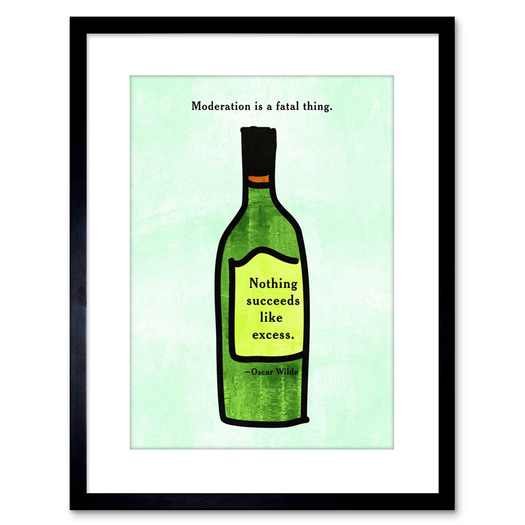 Wee Blue Coo QUOTE OSCAR WILDE MODERATION FATAL SUCCEED EXCESS FRAMED PRINT F97X4071