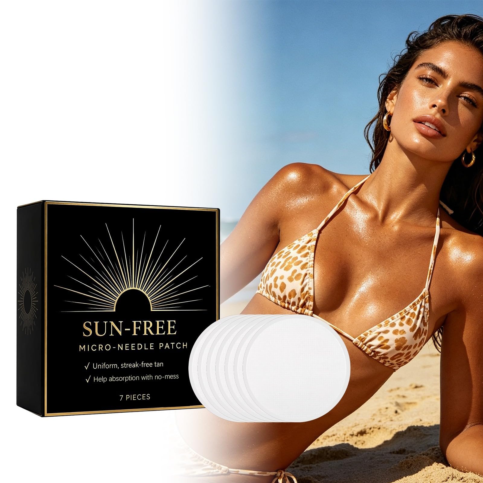 SUN-FREEMICRO-NEEDLE PATCH, Autoabbronzante per Unisex, Natural Bronze Finish, Even Complexion, Anti-Orange Hue, Hydrating Formula Suits All Epidermis