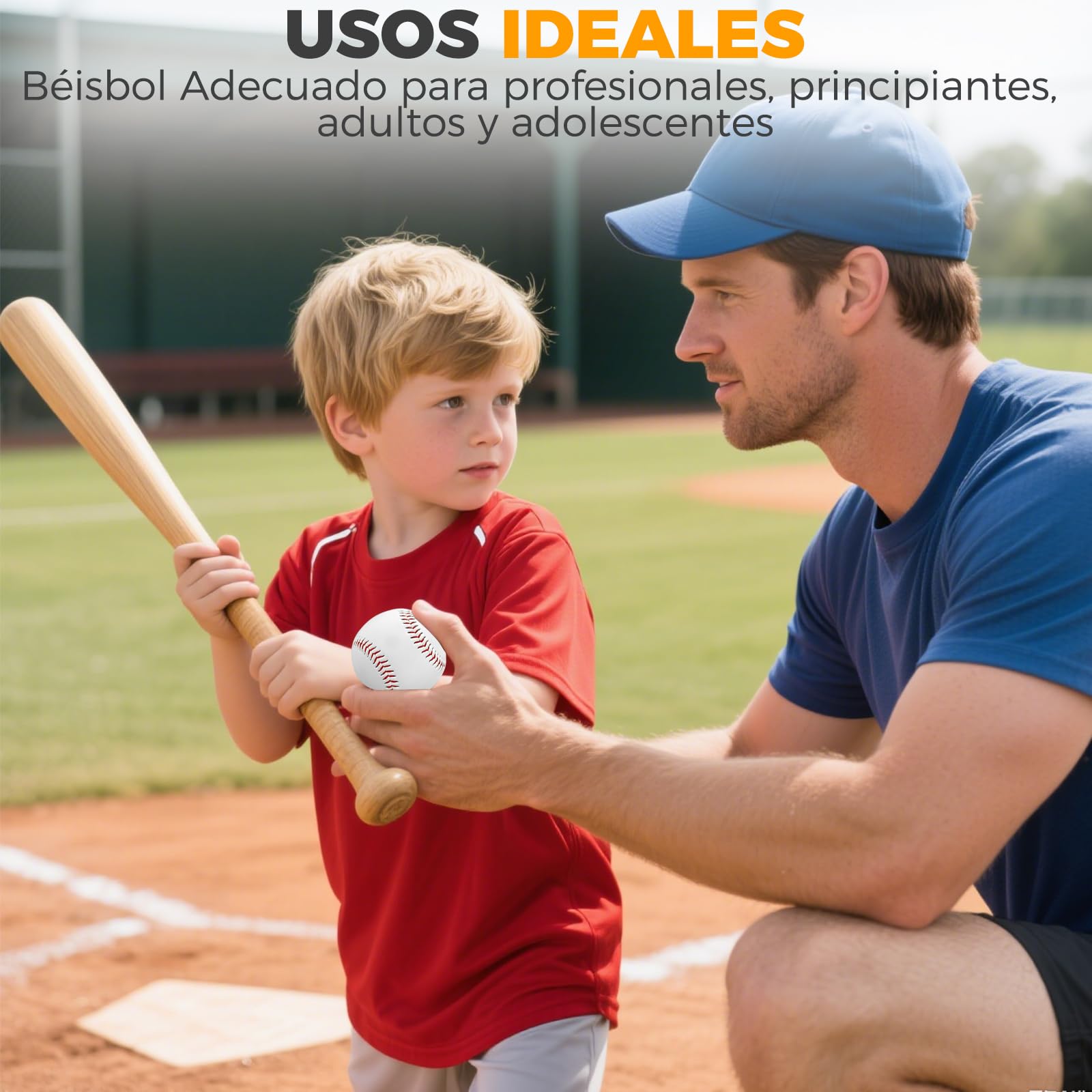 LeapBeast Pelotas de Béisbol Profesionales 9" 3 Piezas PU Cosido a Mano Baseball