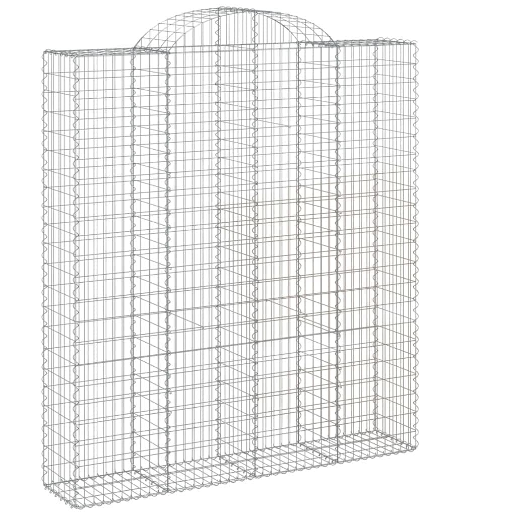 Yngbhfnop Silver Arched Gabion Baskets 6 Pcs 200X50x220/240 Cm Galvanised Iron Garden Retaining Wall Sound Insulation Decorative Barrier With 3.5Mm Wire For Patio Backyard