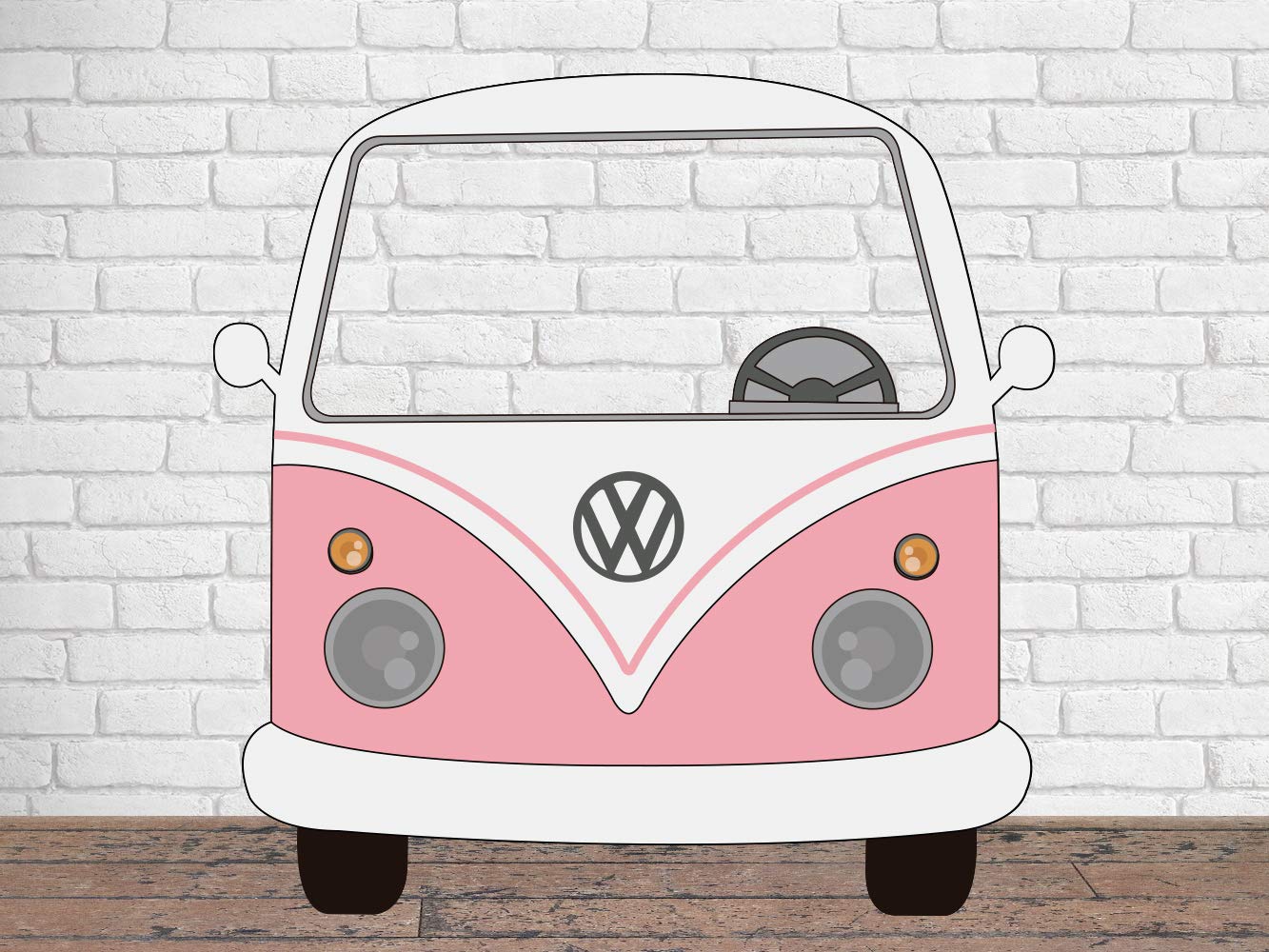 Photocall para Bodas en Cartón Furgoneta Rosa Claro 156x150cm | Photocall Furgoneta Rosa Claro | Photocall Económico y Original | Photocall Troquelado