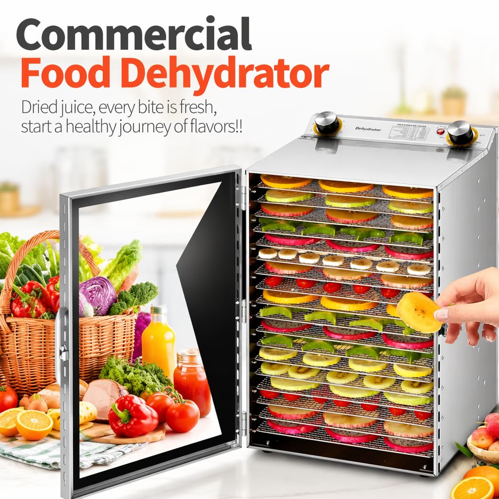 Liofilizzatore, 6812 strati, timer 12 ore, acciaio inossidabile, frutta, verdura, carne, pesce (6Layer)