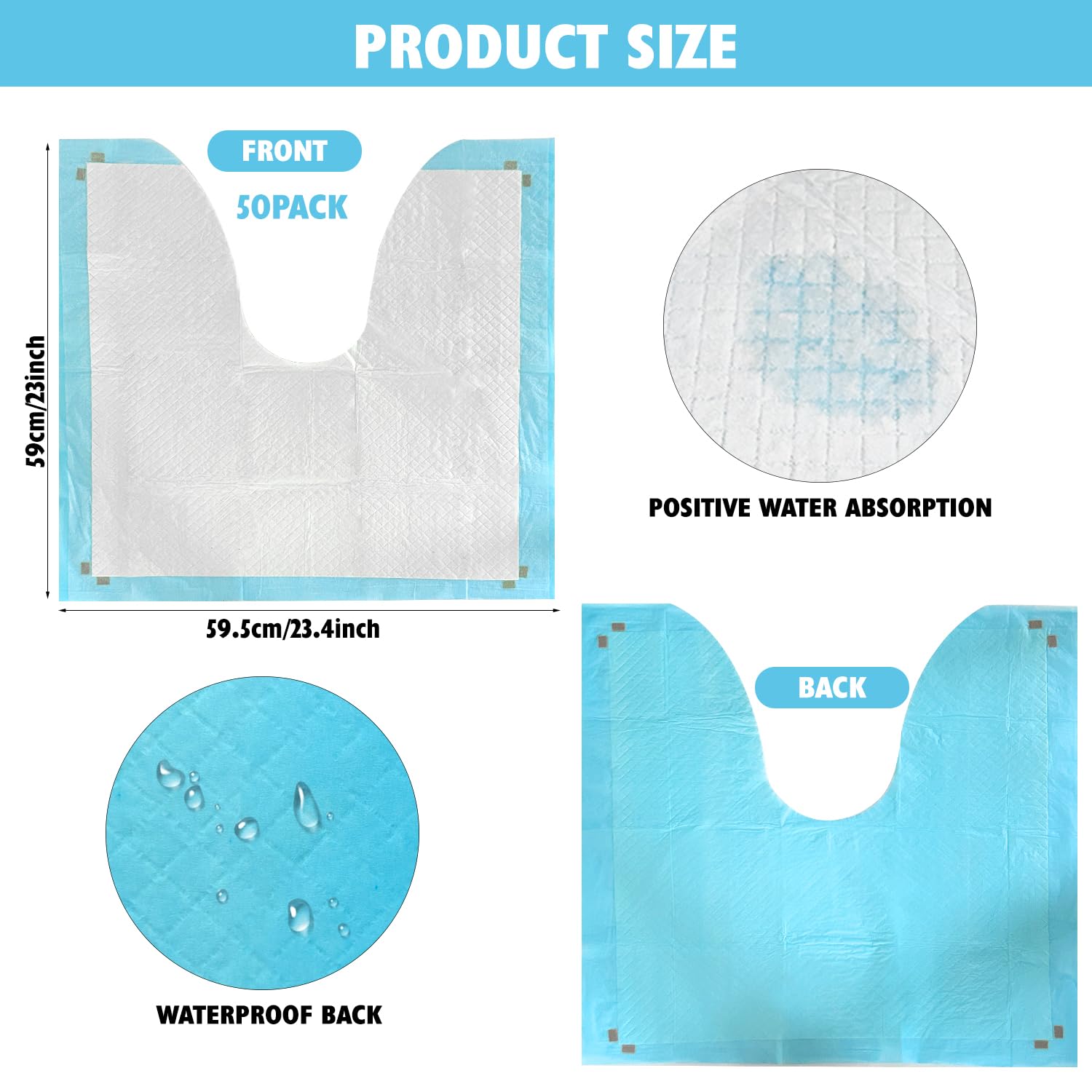 YumSur Alfombrillas desechables para inodoro, protector de suelo de inodoro contra orina, alfombra de entrenamiento en forma de U, impermeable, antideslizante, tapete de entrenamiento para el baño
