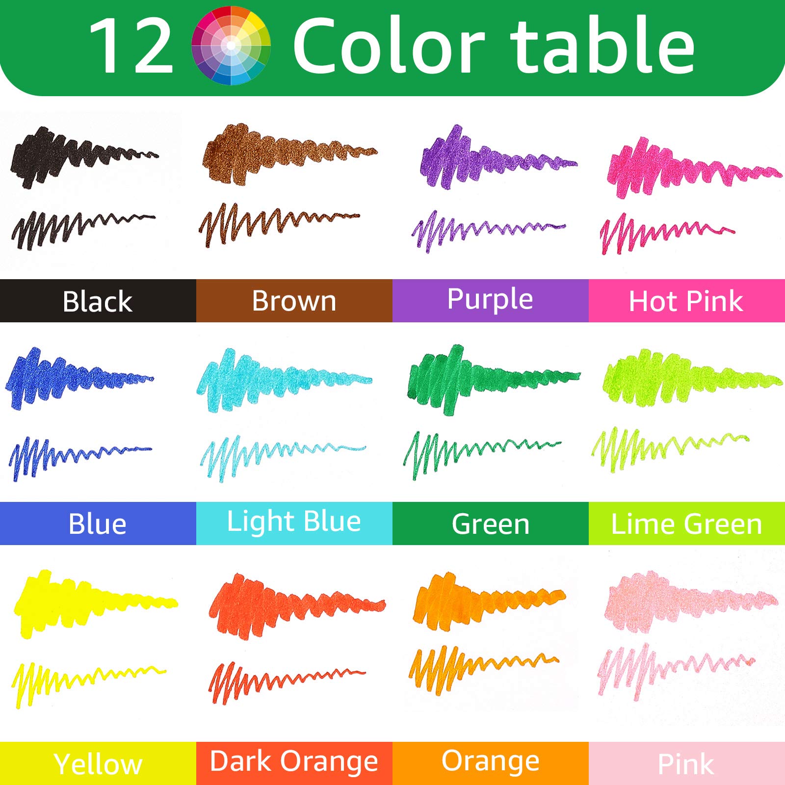 PuTwo 12-Color Dual Brush Pens - Fine & Brush Tips For Calligraphy, Adult Coloring & Art Projects