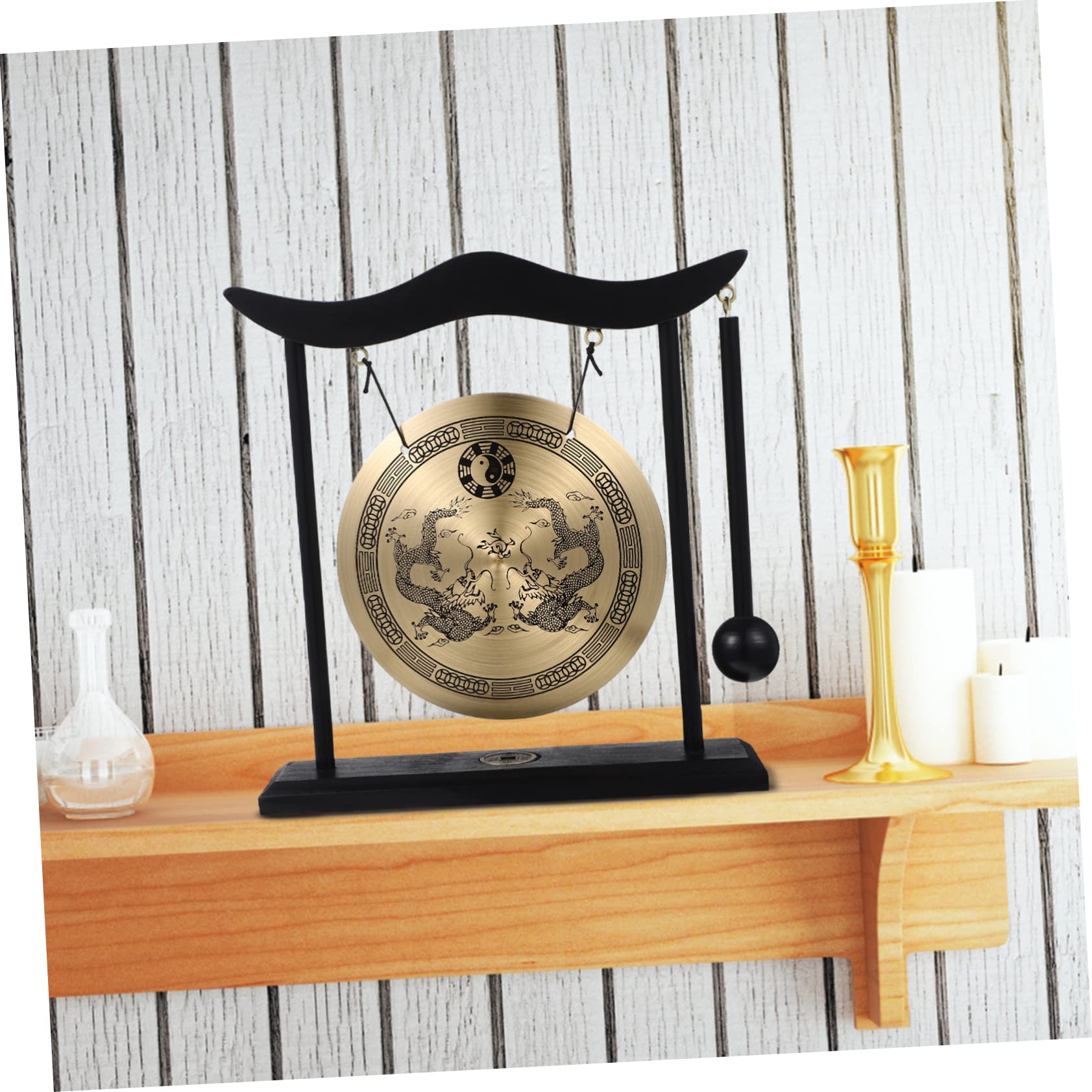 Gong Mit Hammer und Halterung Kleine Gong Dekorative Desktop-Design Dekoration Chinesische Schlaginstrumente Für Zuhause Büro