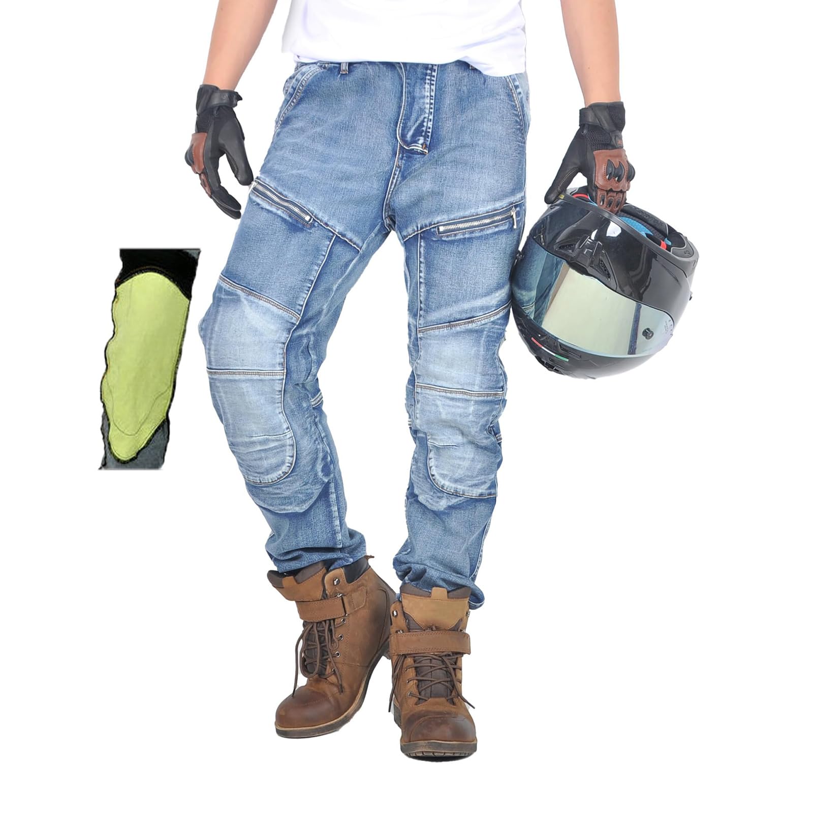 Motorradhose Herren/Damen, Aramid-Gewebe Stretch Jeans Hosen Herren/Damen, Motorrad Hosen mit Protektoren