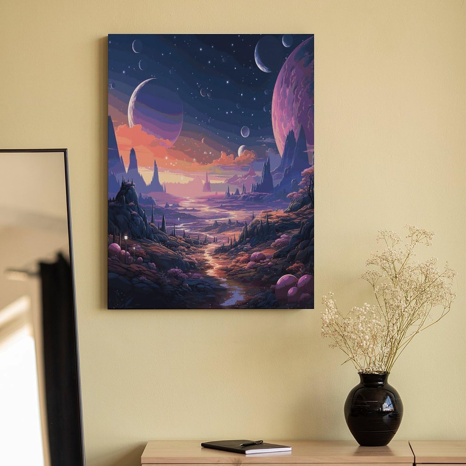 LPAGBCNU Farbenfrohes Malen-nach-Zahlen-Set im Retro-Stil für Erwachsene, Anfänger, Erwachsene, Malen-nach-Zahlen-Set auf Leinwand, DIY-Acryl-Ölfarben, Gemälde mit Pinseln als Geschenk, Wanddekoration