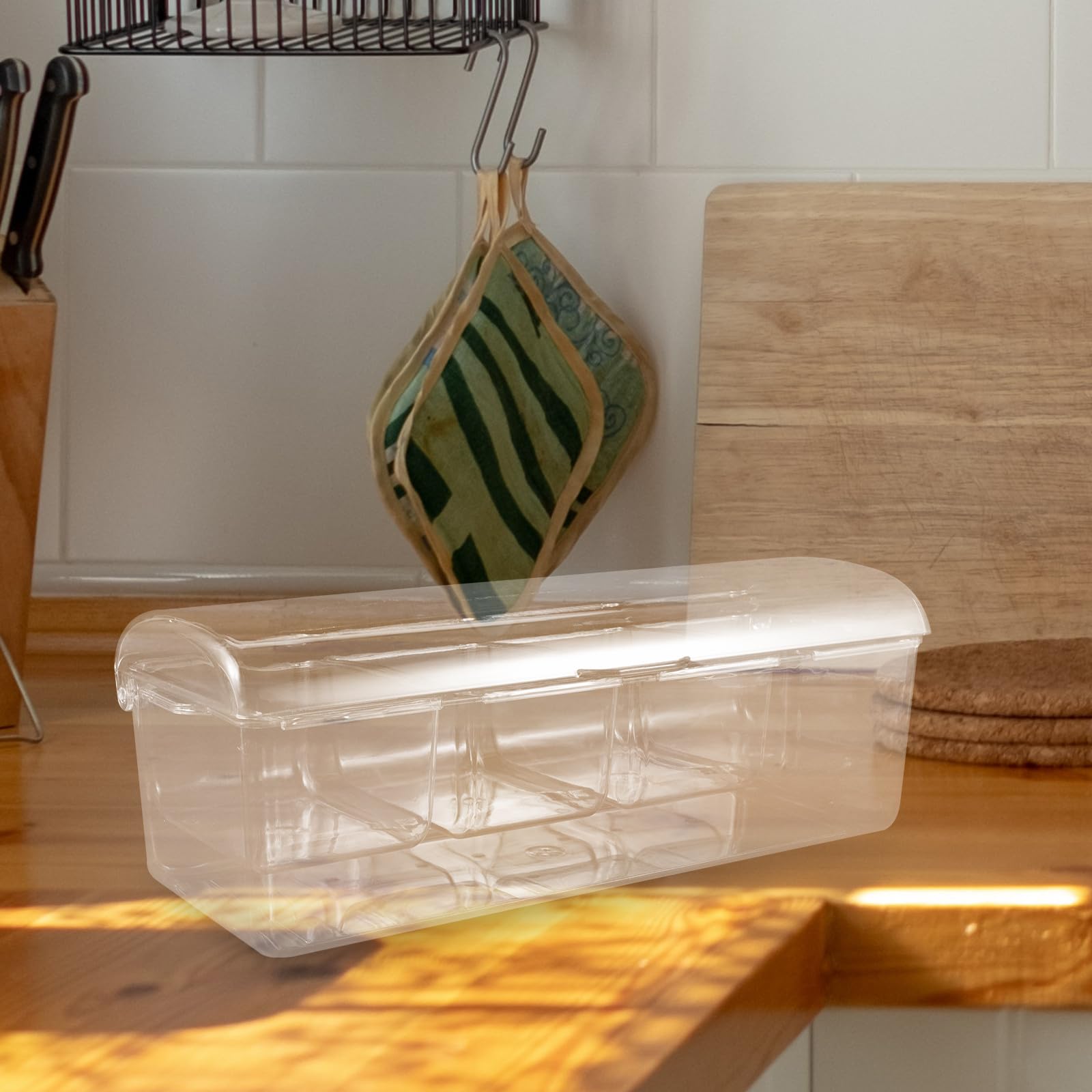 Salatbehälter und Eis Kühlen und Klappdeckel aus Kunststoff mit 4 Fächern Tragbare Kühlschrankbox zum Organisieren für Outdoor Aktivitäten und Picknick