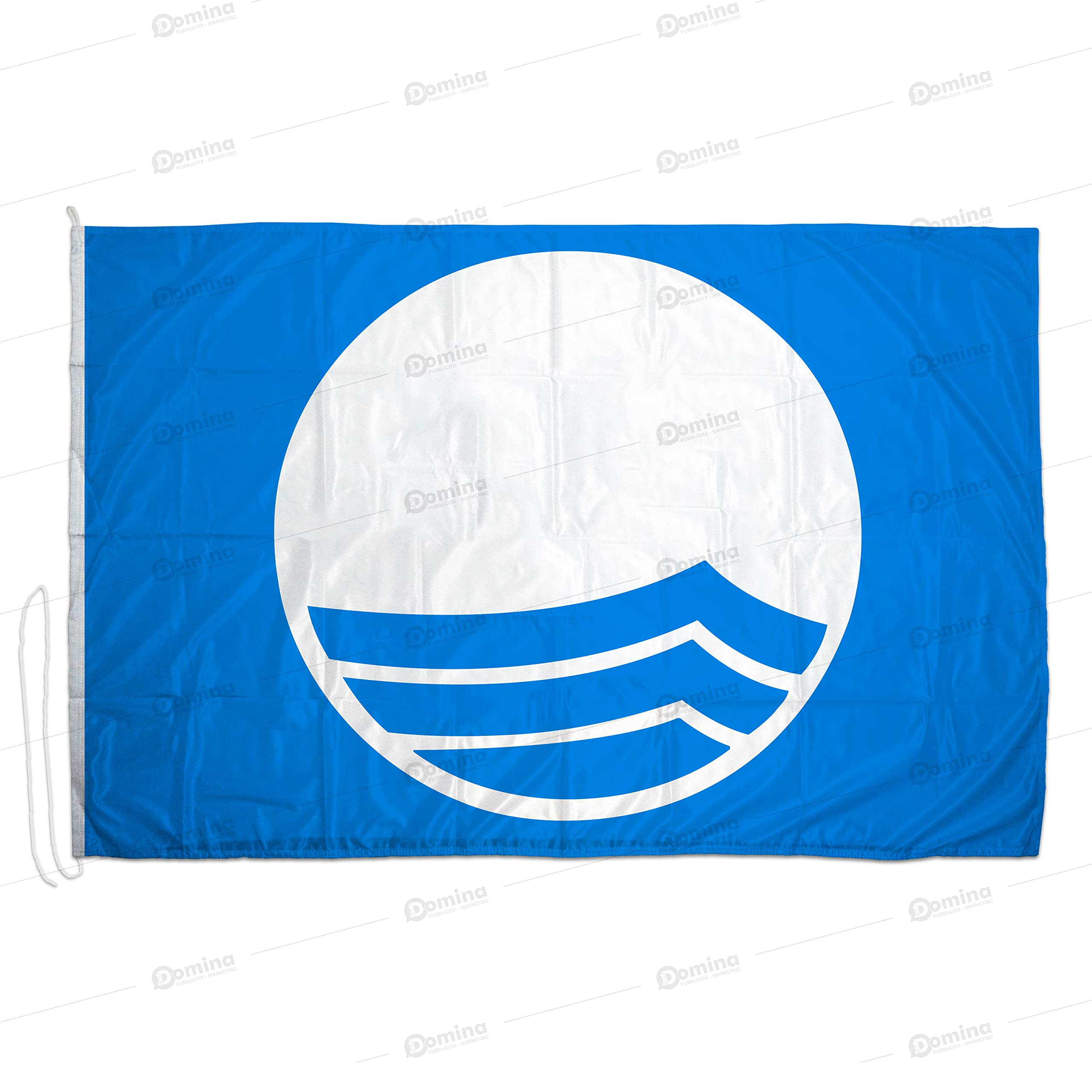 Bandiera Blu in Tessuto Nautico Antisfilo da 115g/m², Blue Flag beach, Doppia Cucitura e Fettuccia di Rinforzo (225 x 150 cm)