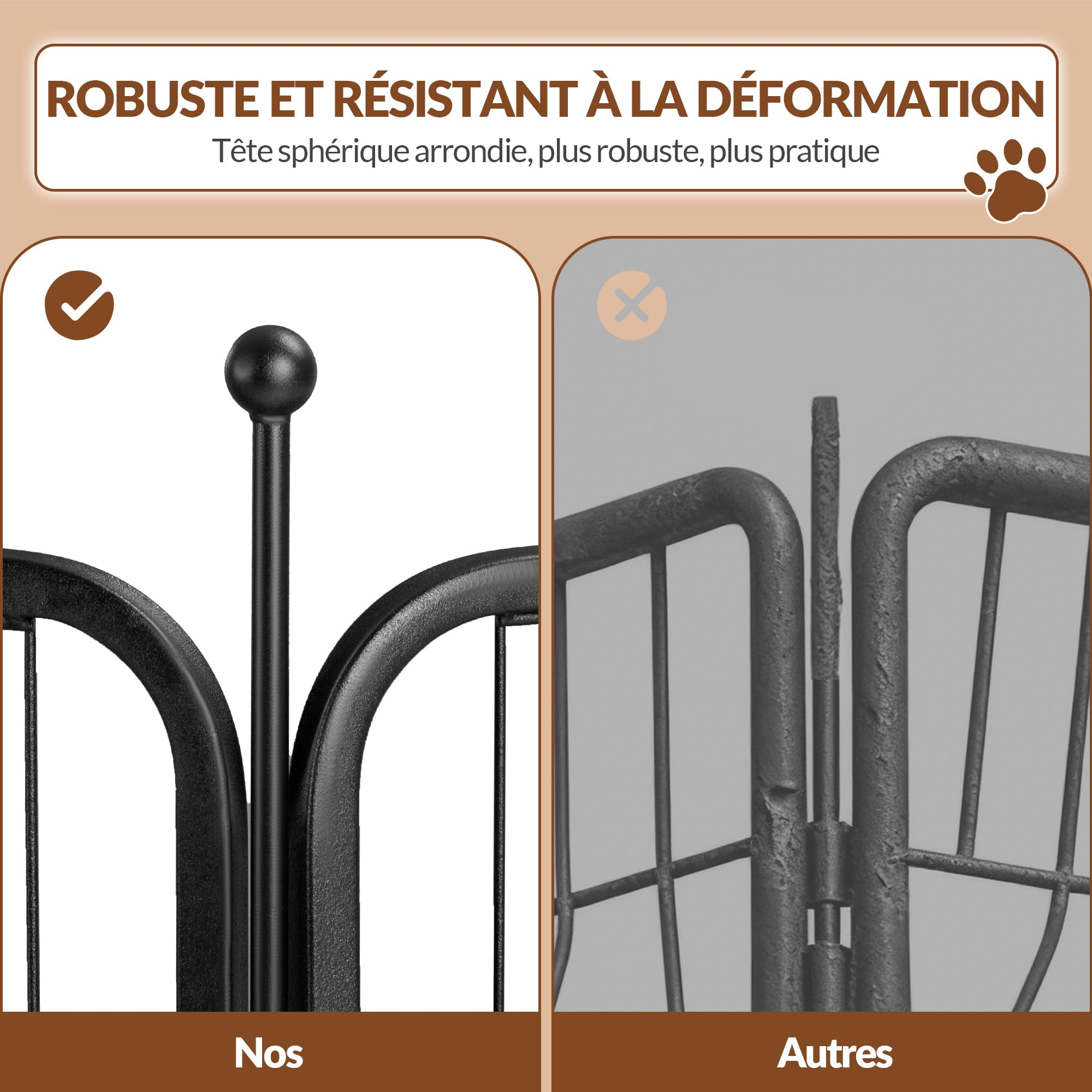 Parc pour Chien Métal 80 cm Pliable 8 Panneaux avec 2 Serrures Noir