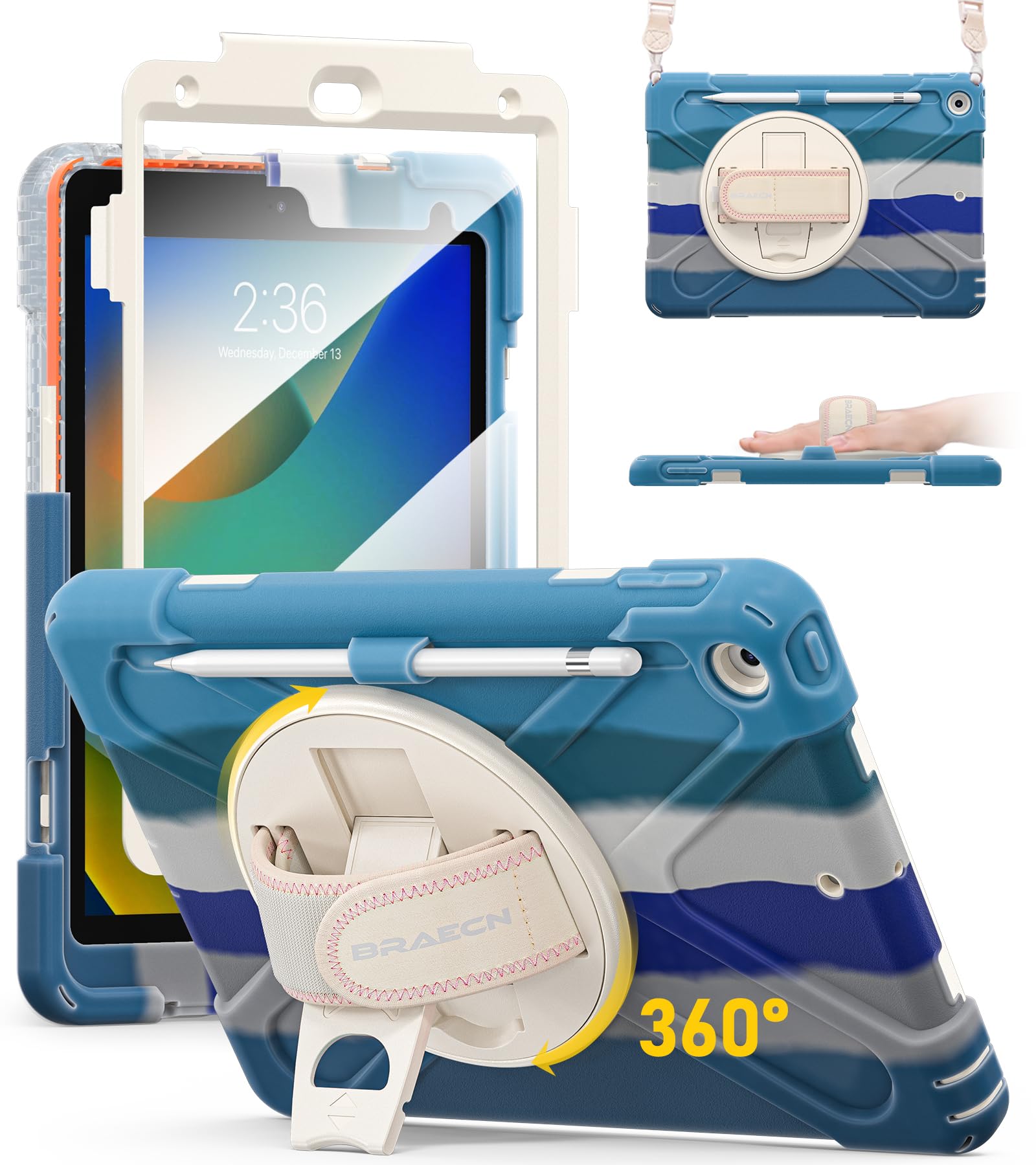 Funda para iPad de 9a generacion resistente con protector de pantalla y lapiz 8