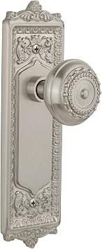 Nostalgic Warehouse Egg & Dart Plate with Meadows Knob, Single Dummy, Satin Nickel