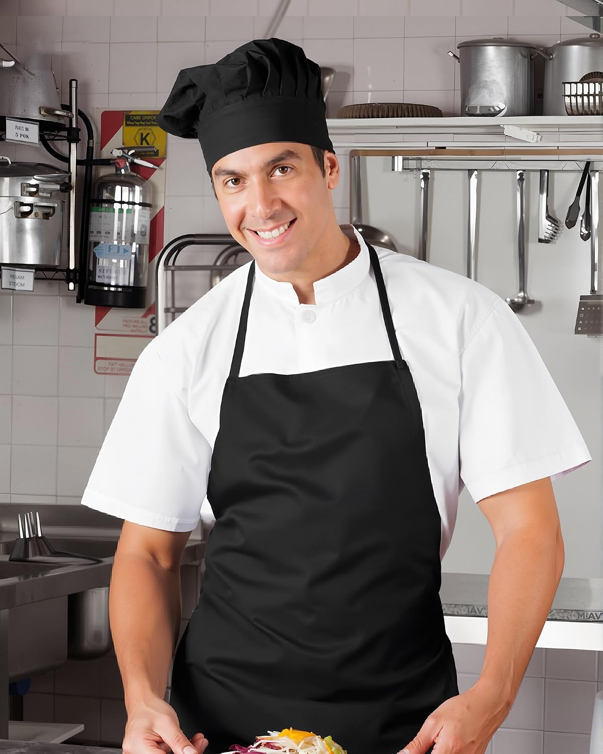Geyoga 12 Pcs Chef Hat Adult Adjustable Elastic Tall Baker Hat for Cooking Kitchen Cap Uniform for Men Women Christmas