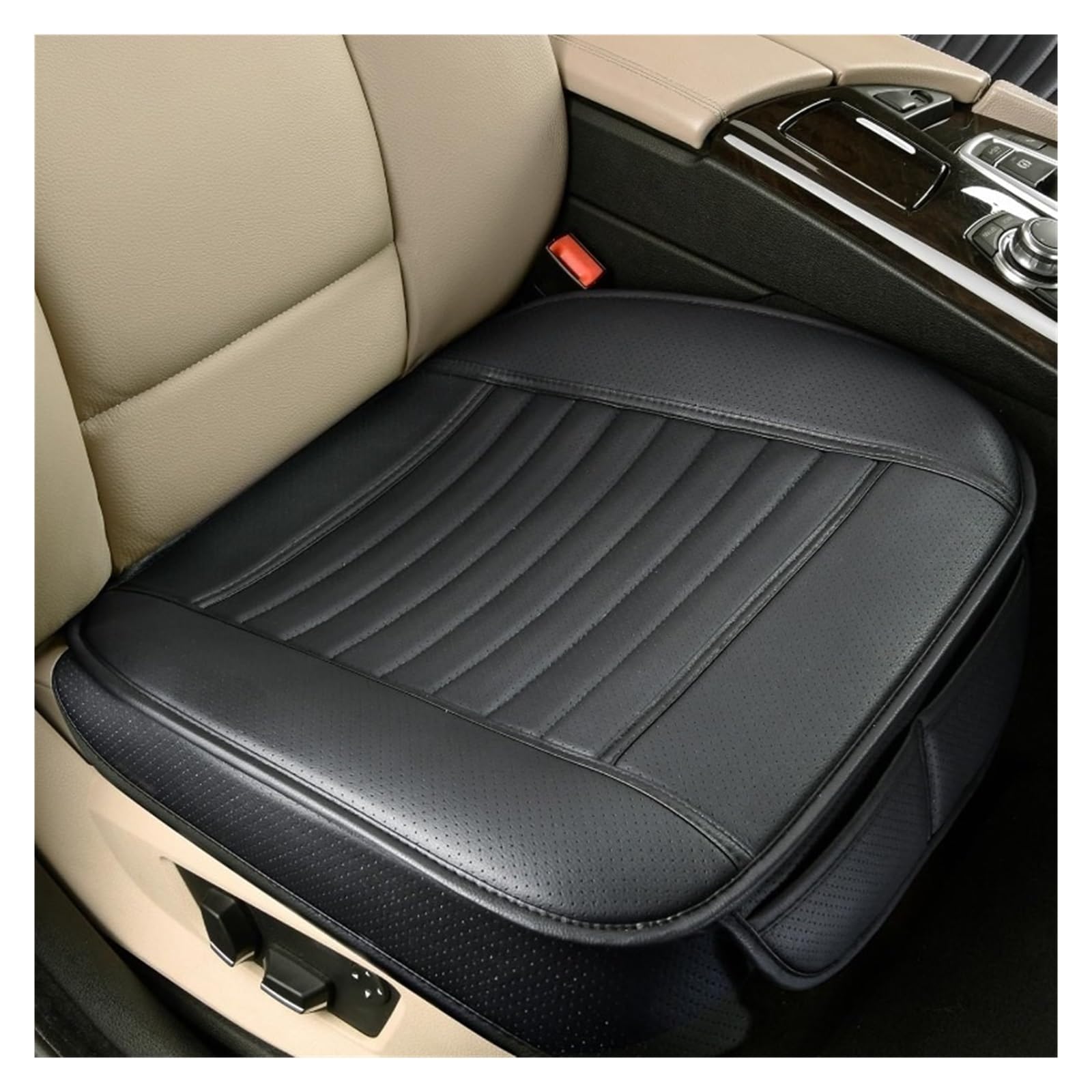 EDXNCVVM PU Leather Car Chair Cushion Four Seasons Universal Car Chair Protector For Most Vehicles(Black front pad 1pc)