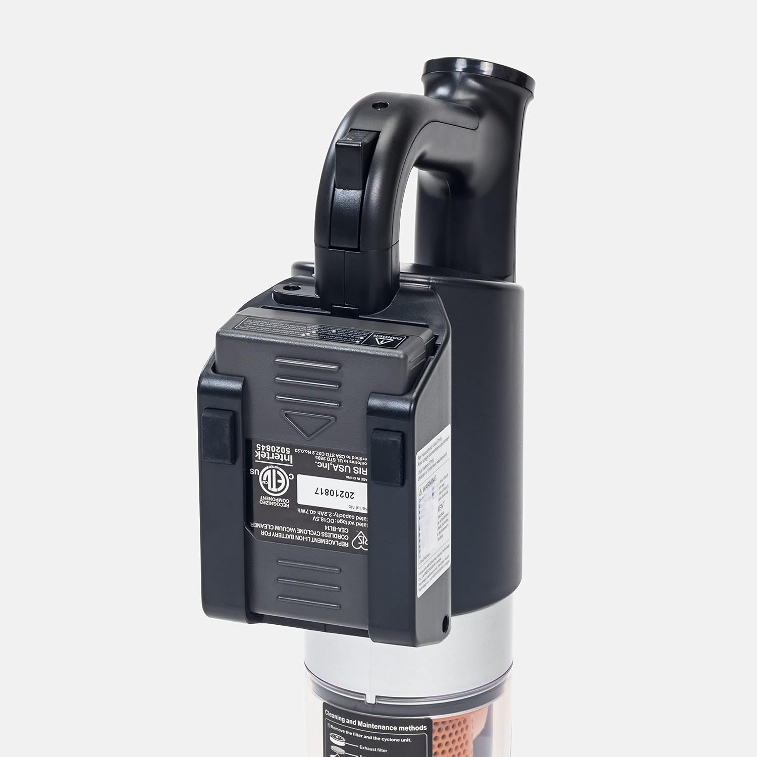 IRIS USA Replacement Li-Ion Battery for Cordless Cyclone Vacuum Cleaner Series, Rechargeable Stick Vacuum Battery, Black