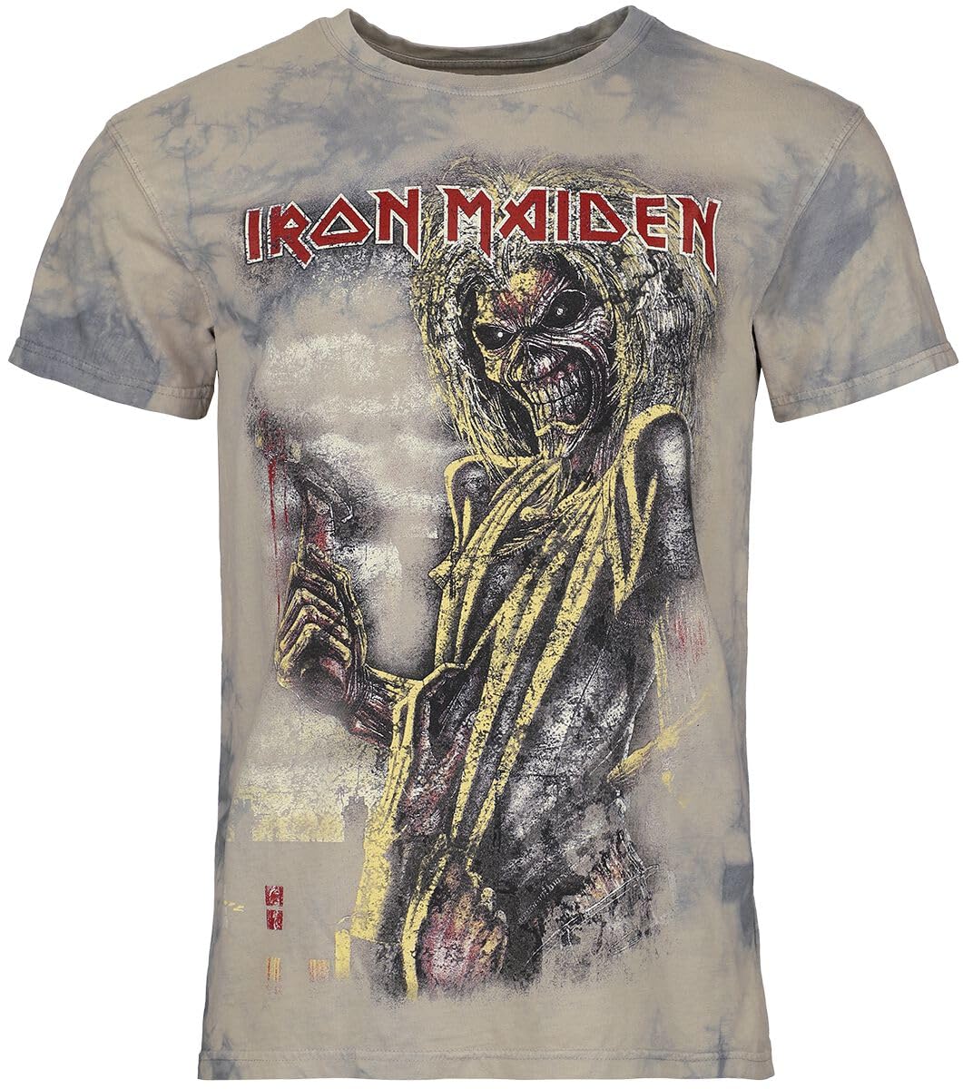 Iron Maiden Killers Hombre Camiseta Blanco-Gris Regular