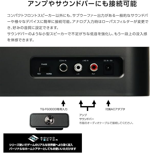 パイオニア(Pioneer) スピーカー サウンドテクター(SOUND TECTOR) デスクトップ ゲーミングスピーカー スリムパワードサブウーファー HVT方式採用 不要振動抑制 薄さ7cm小型・薄型サブウーファー オートパワーON/OFF機能 隙間収納 自由配置 簡単操作 クリアな低音 振動による迷惑レス TQ-WG3000 - 3