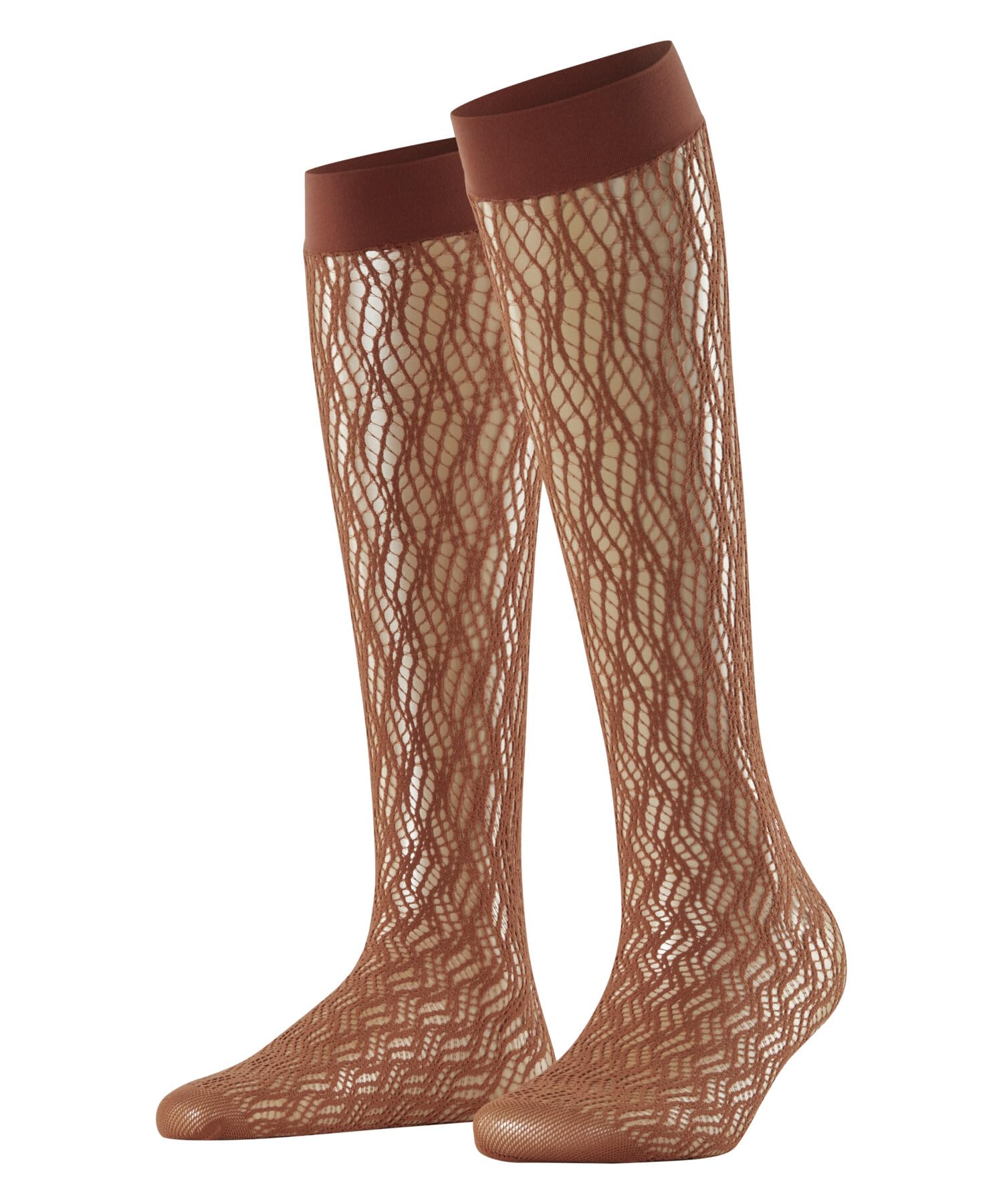 FALKE Women's Pure Shore W Kh Sheer Patterned Knee-High Socks 1 pair, Pink Rosewood 5225, 2.5-5