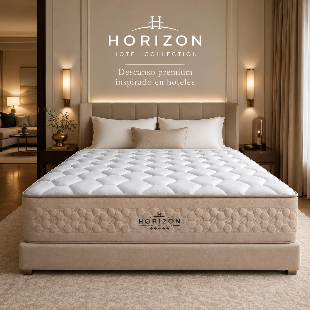 SIMPUR Colchón Horizon 150x190 cm de Muelles Ensacados, 25 cm, Firmeza Media Alta, Transpirable, Diseño Hotel Collection, Fabricado en España