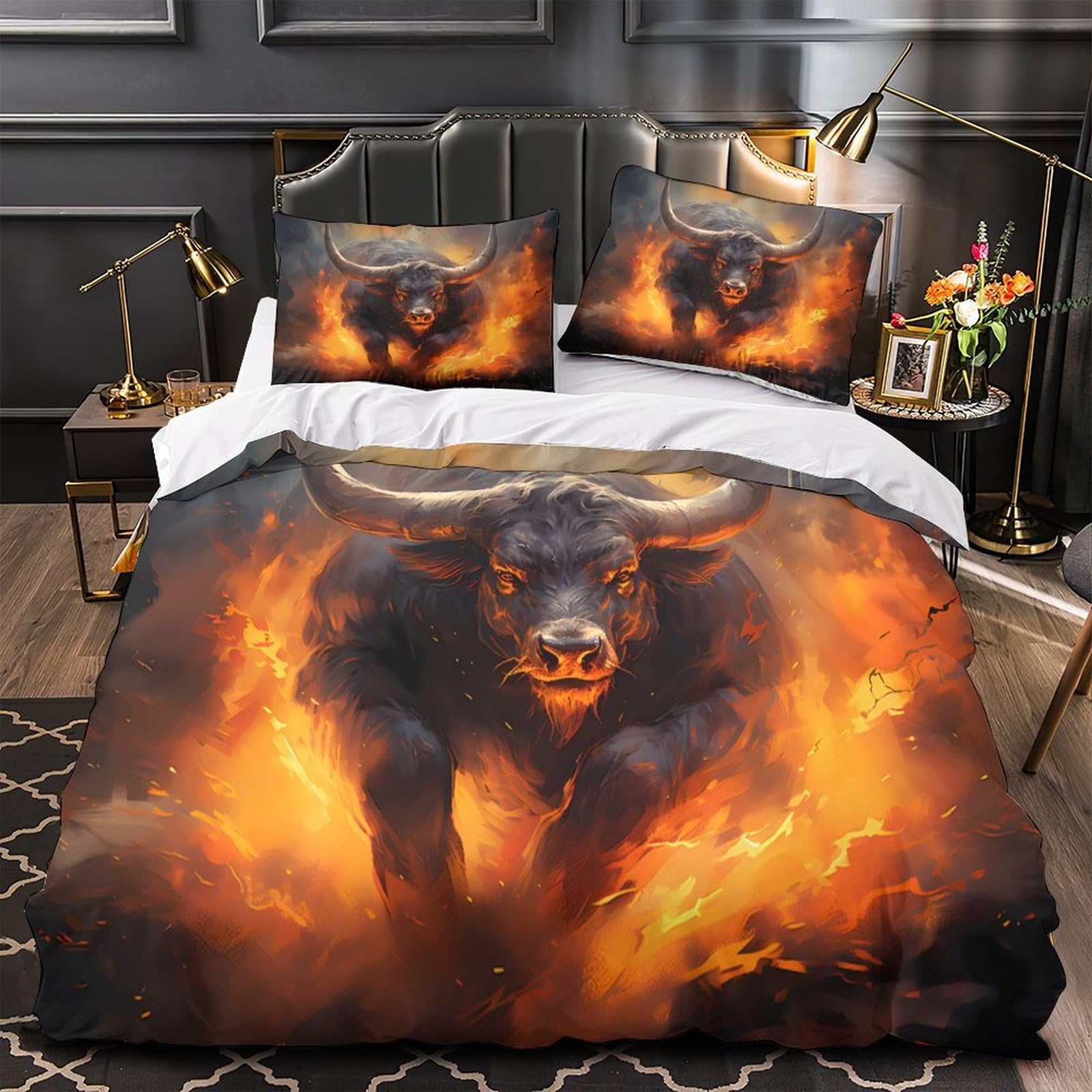 MMDASBVPE Firebullcharge Duvet Cover 3D Print Durable 3 Pcs Bed Linen Hidden Zipper mythicalcreatureart Comforter Cover Premium All Season for Kids Adults Women Teens Youth Girls King（220x240cm）