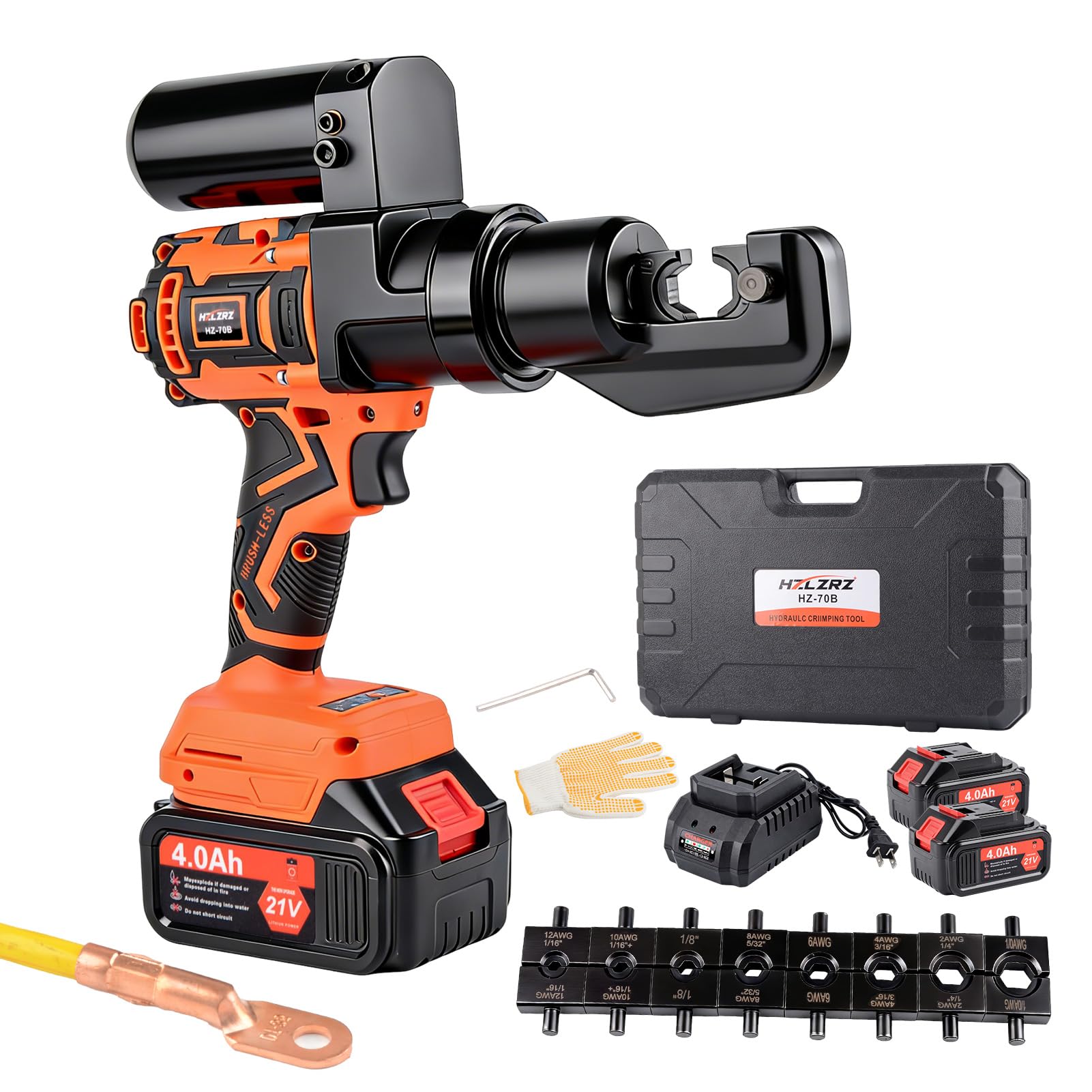 HZLZRZ 12 Ton Electric Battery Lug Crimping Tool