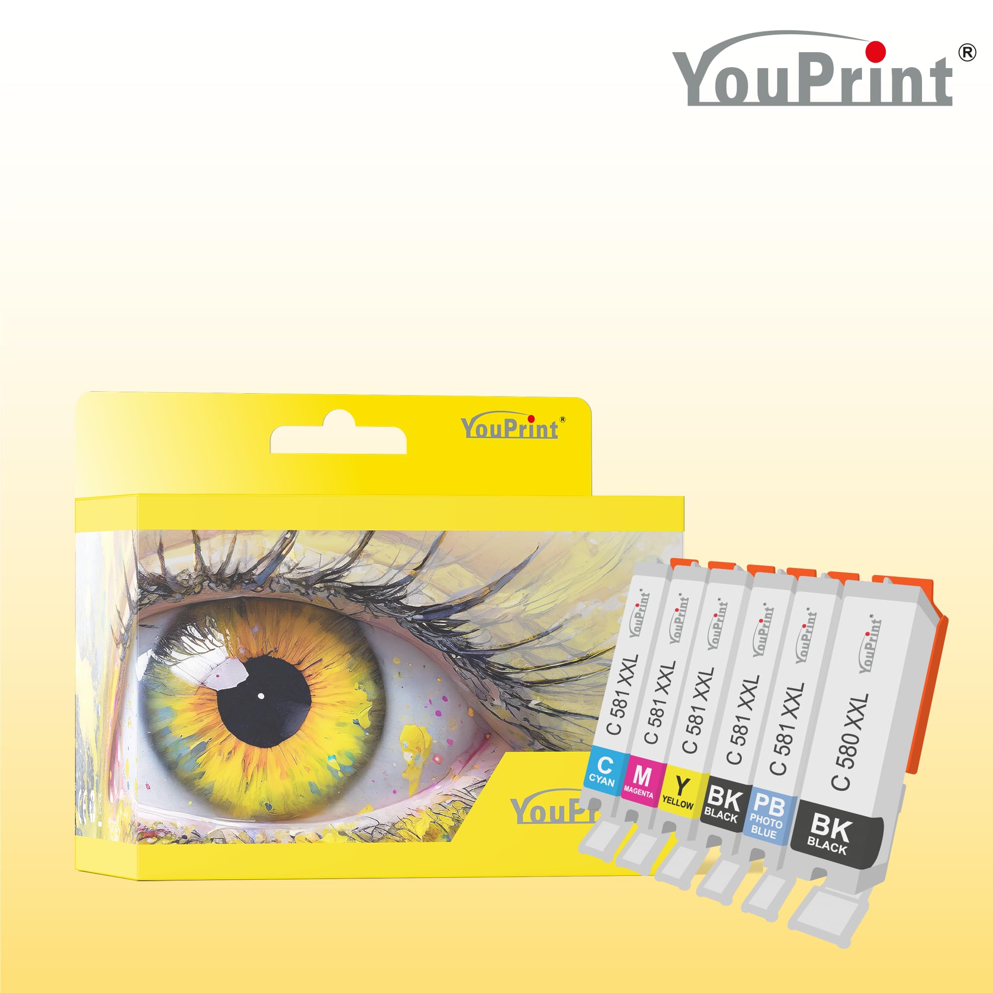 24 YouPrint Druckerpatronen für Canon PGI-580 CLI-581 XXL incl. Photo-Blau passend für die Drucker Canon Pixma TS8150, TS8250, TS8350(a), TS8351(a), TS8352(a), TS9150 Multipack Canon 580 581